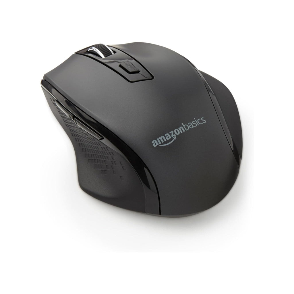 Amazon Amazon Basics Ergonomic Wireless Mouse with Adjustable DPI 600-3600, 2.4 GHz USB Receiver for Home Office Laptop/Desktop - Black