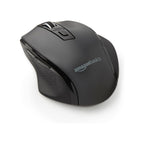 Amazon Amazon Basics Ergonomic Wireless Mouse with Adjustable DPI 600-3600, 2.4 GHz USB Receiver for Home Office Laptop/Desktop - Black