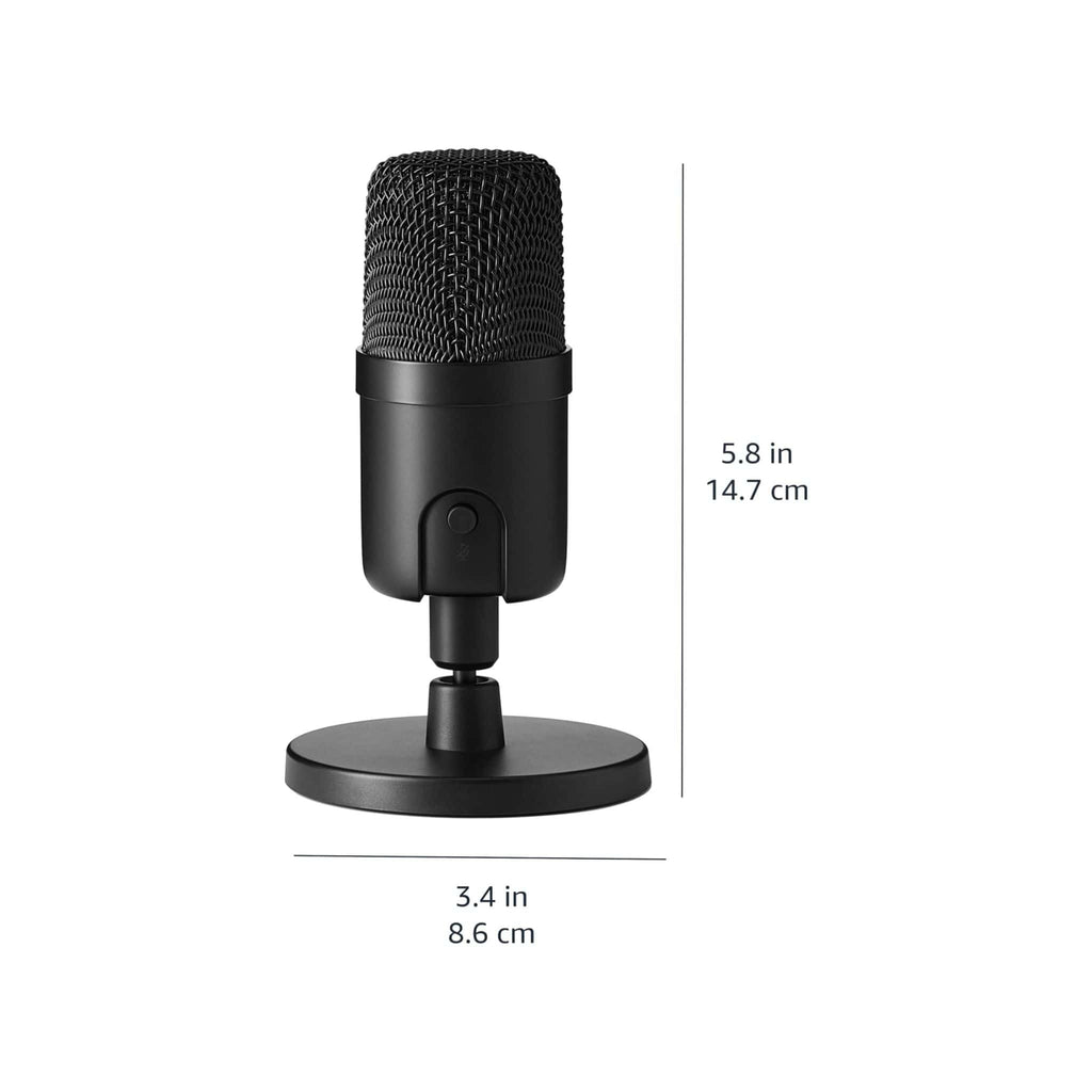 Amazon Amazon Basics Mini USB Condenser Podcast Microphone, Cardioid Pickup, 14mm Diaphragm, 360° Adjustable Stand, One-Tap Mute, Plug and Play, for Streaming and Gaming, Black