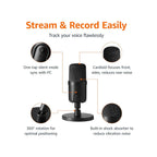 Amazon Amazon Basics Mini USB Condenser Podcast Microphone, Cardioid Pickup, 14mm Diaphragm, 360° Adjustable Stand, One-Tap Mute, Plug and Play, for Streaming and Gaming, Black