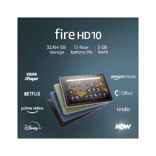 Tablette  Fire HD 10, 101 pouces, 1080p HD intégrale, 32 GB