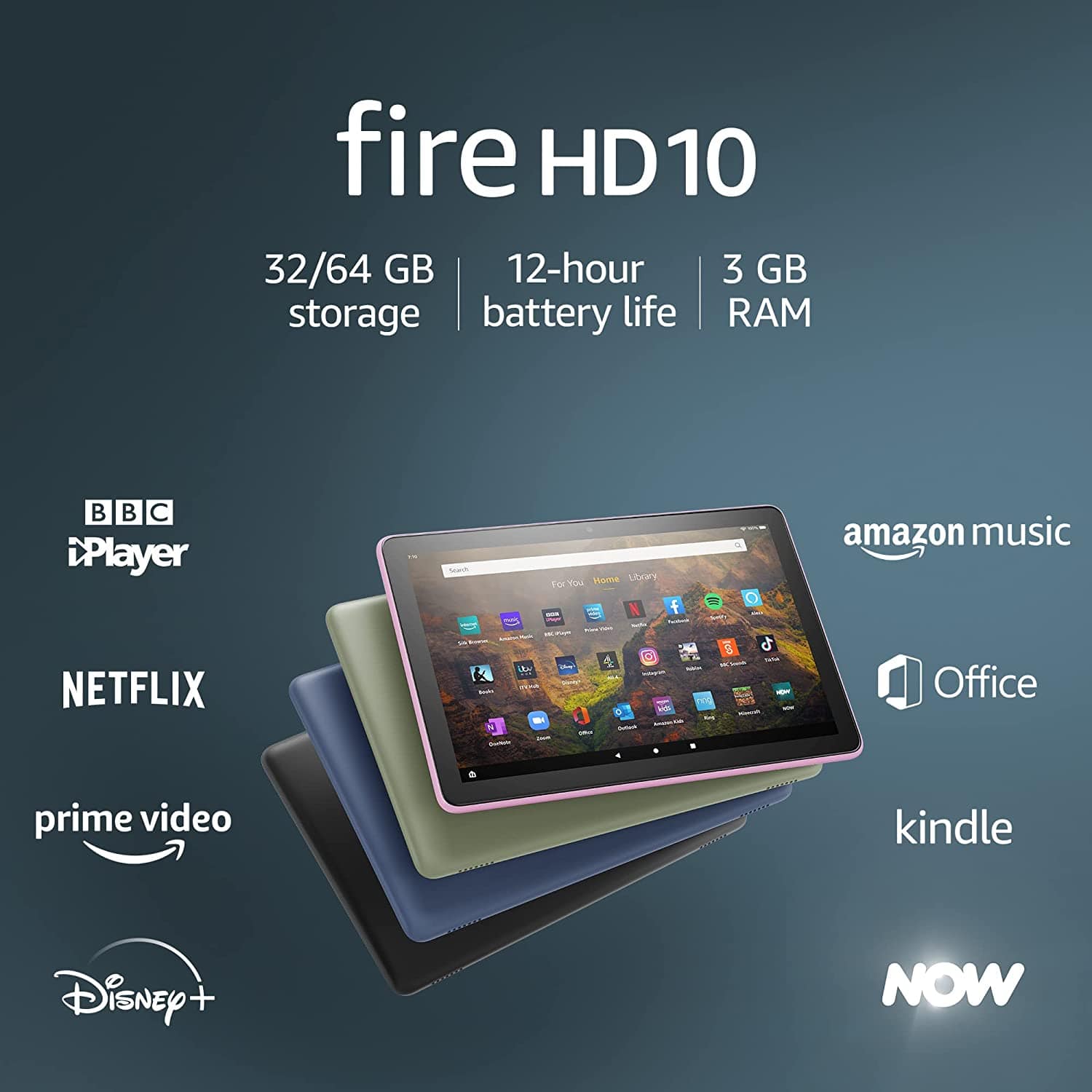Amazon Tablets and Related Products Fire HD 10 tablet  10.1", 1080p Full HD, 32 GB, Lavender - with Ads