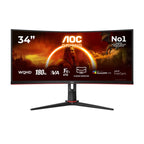 AOC Monitors AOC CU34G2XPD/BK 34" WQHD VA 180Hz 1ms GtG HDR400 Curved Gaming monitor with USD Hub - Black/Red