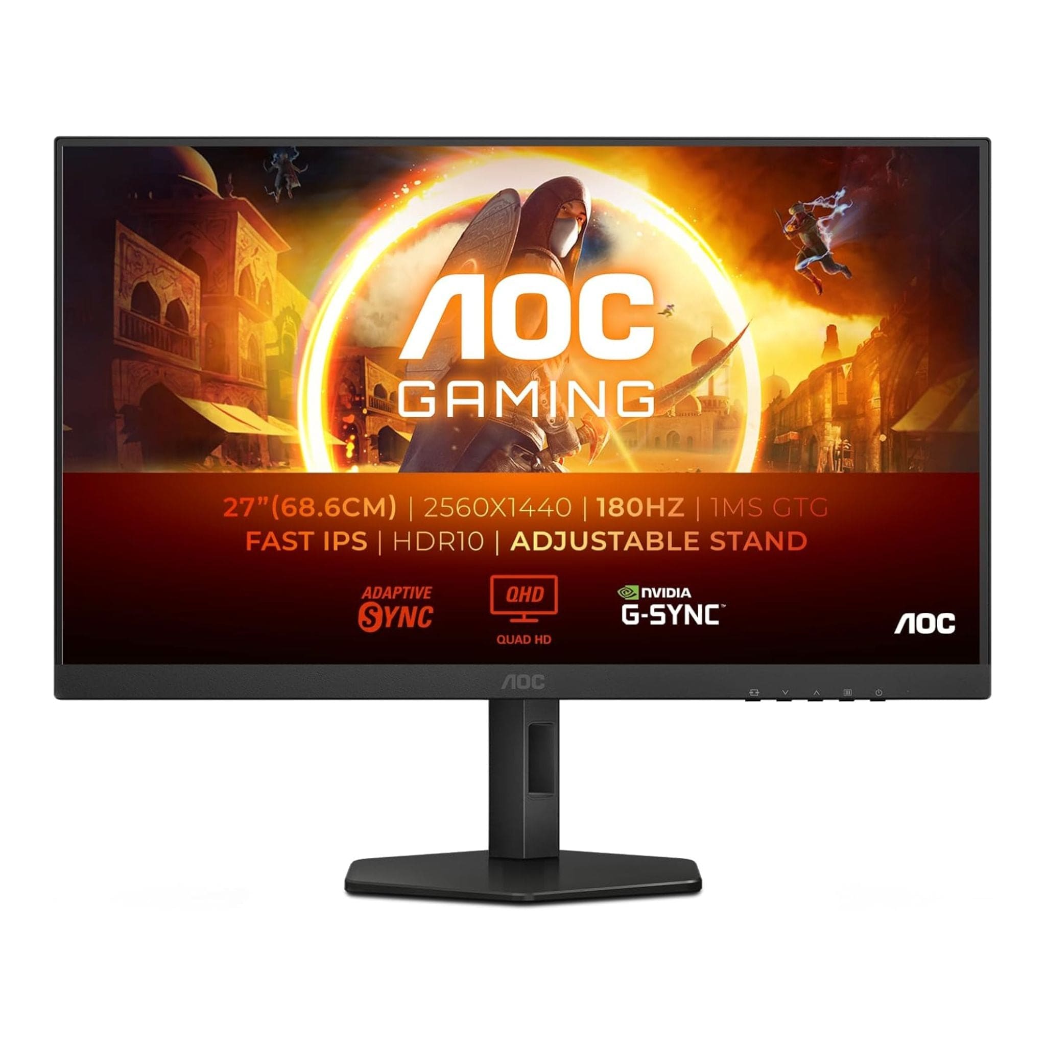 AOC Monitors AOC Q27G4XF - 27 Inch 180 Hz, 0.5ms G-Sync comp. HDR10 QHD Monitor - Black/Grey