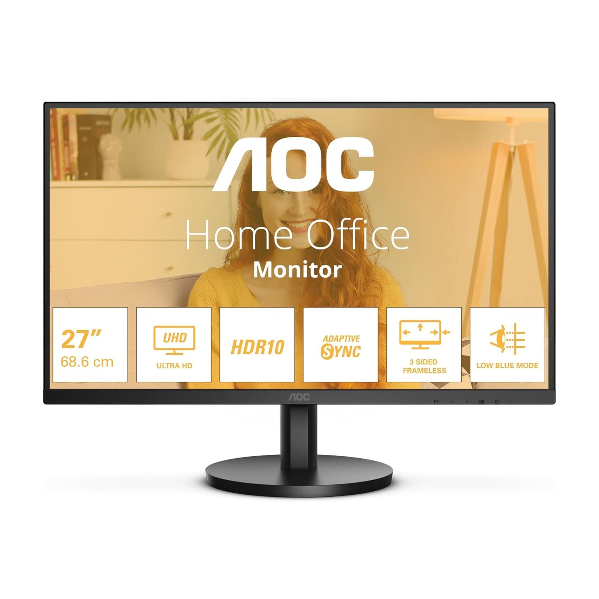 AOC Monitors AOC U27B3A 27" 4K (UHD) IPS Monitor with In-built Speakers, Black Main image