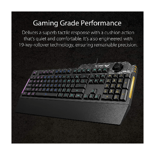 ASUS TUF Gaming K1 RGB keyboard with dedicated volume knob, spill-resistance, side light bar and Armoury Crate Secondary image