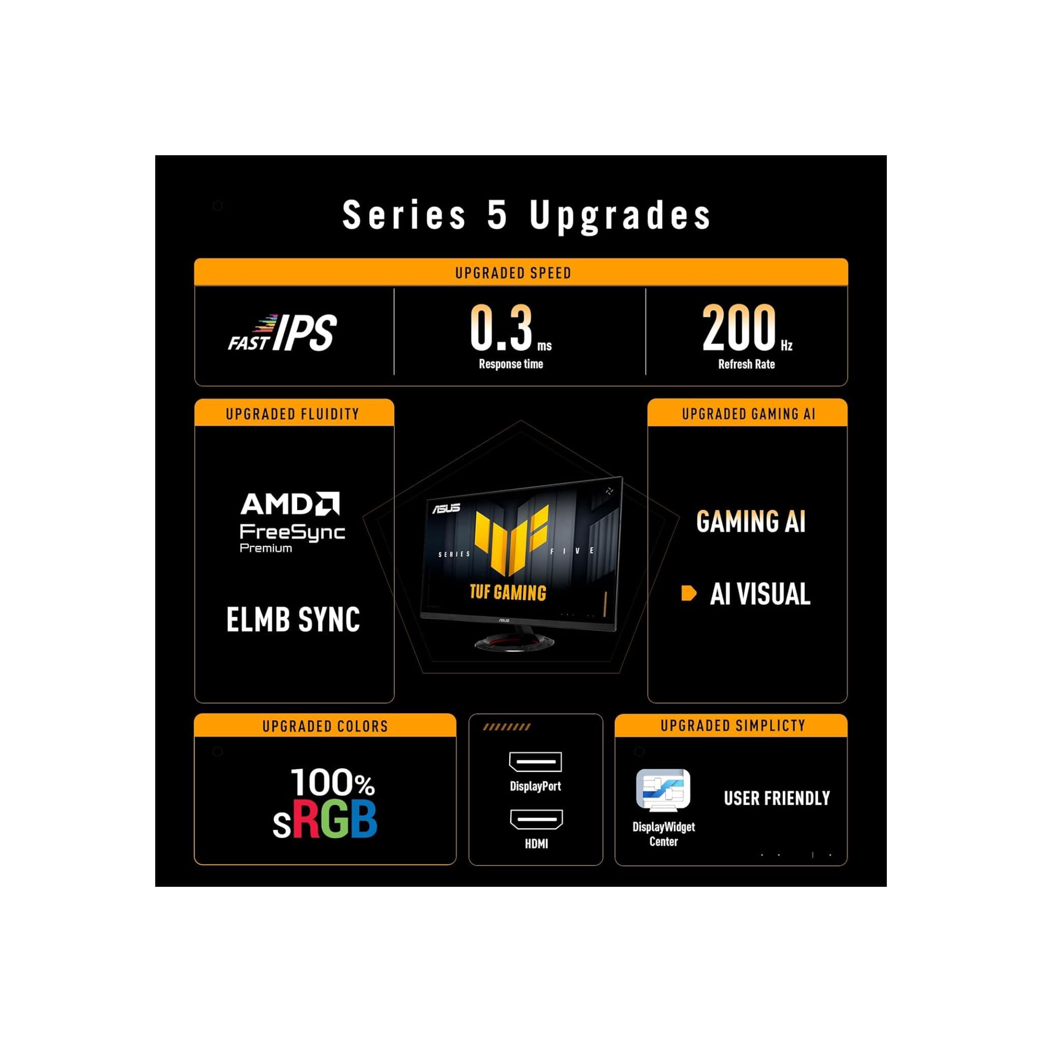 Asus TUF Gaming Series 5 - VG279Q5R  27-inch, Full HD, 200Hz, Fast IPS, ELMB, 0.3ms GTG (min.), Stereo speaker, DisplayWidget Center, AI Visual Secondary image
