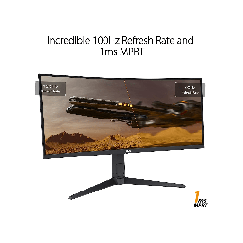 Asus Monitors ASUS TUF Gaming VG34VQEL1A Curved Gaming Monitor – 34 inch UWQHD (3440 x 1440), 100Hz, Curved design, Extreme Low Motion Blur™, Freesync™, 1ms (MPRT),125% sRGB, HDR