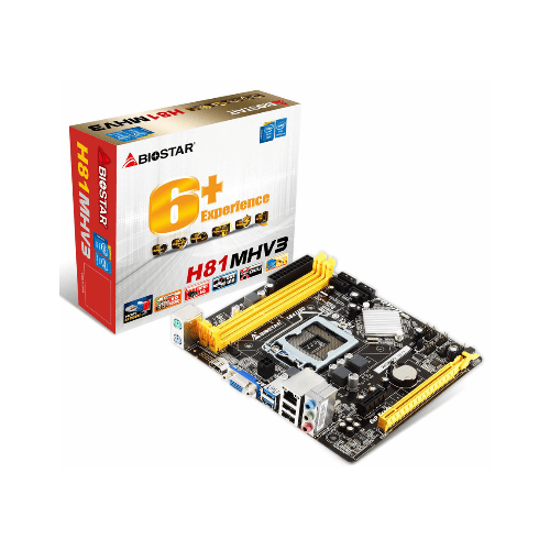 Biostar BIOSTAR H81MHV3 LGA 1150 Intel H81 HDMI SATA 6Gb/s USB 3.0 Micro ATX Intel Motherboard