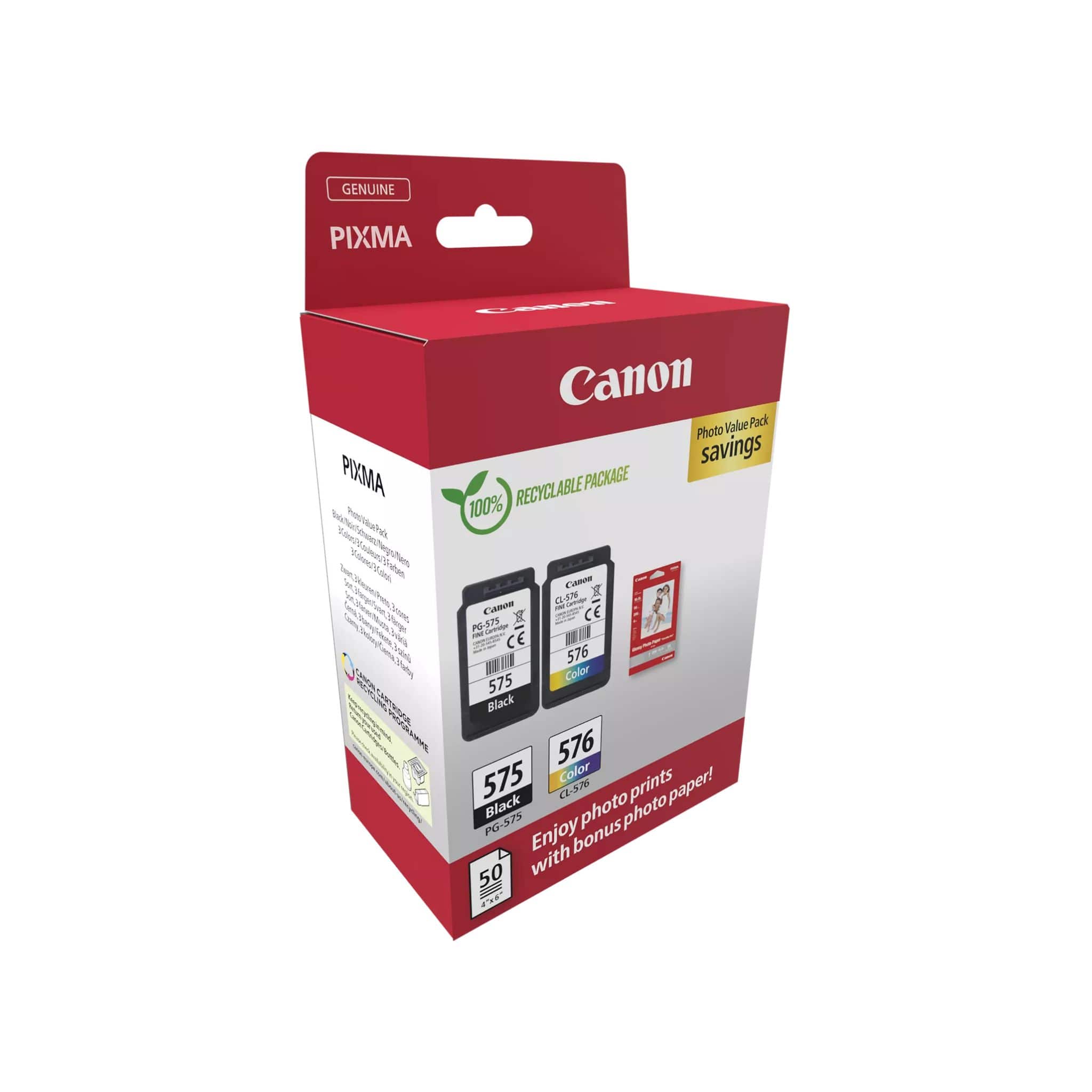 Canon PG-575/CL-576 Ink Cartridge + Photo Paper Value Pack Secondary image