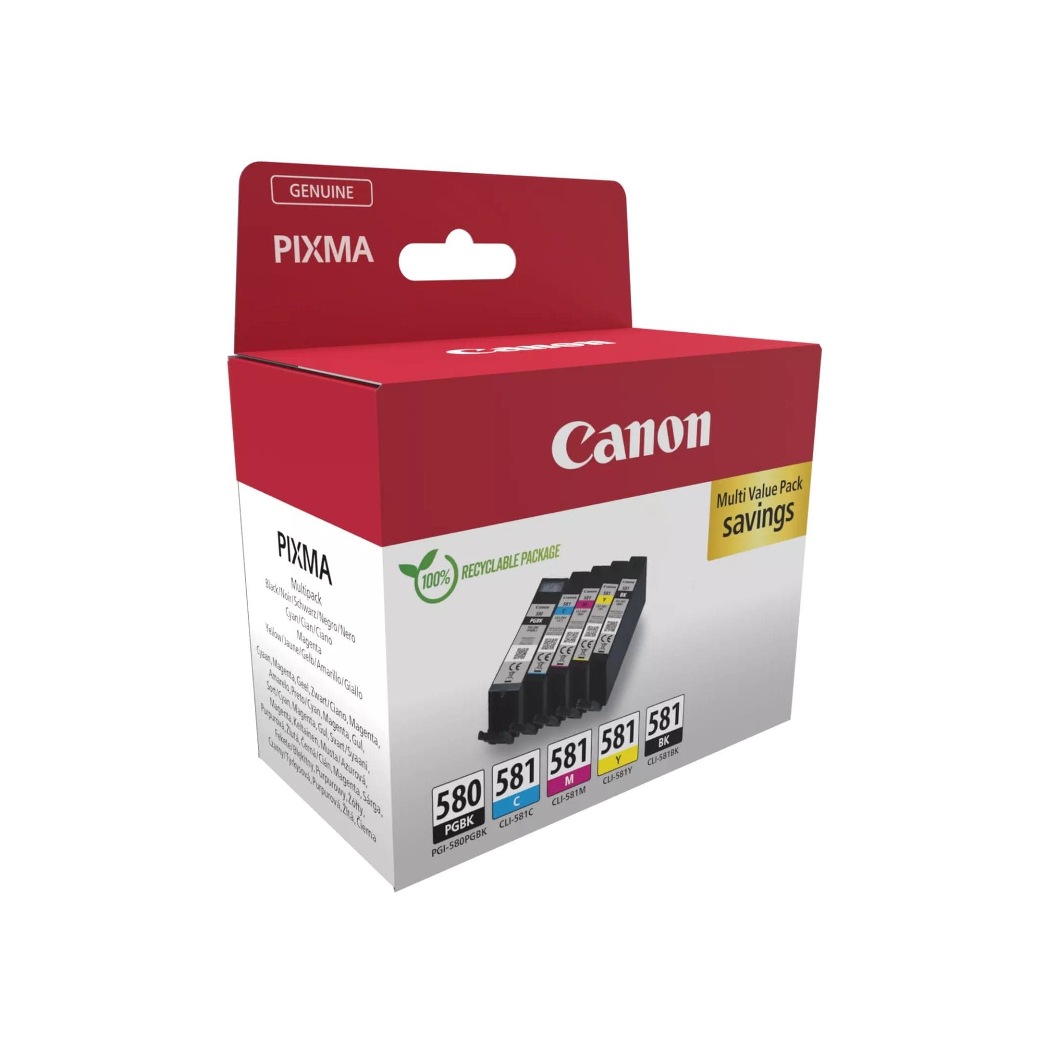Canon PGI-580BK/CLI-581 BK/C/M/Y Pigment + Ink Cartridge Multi Pack Secondary image