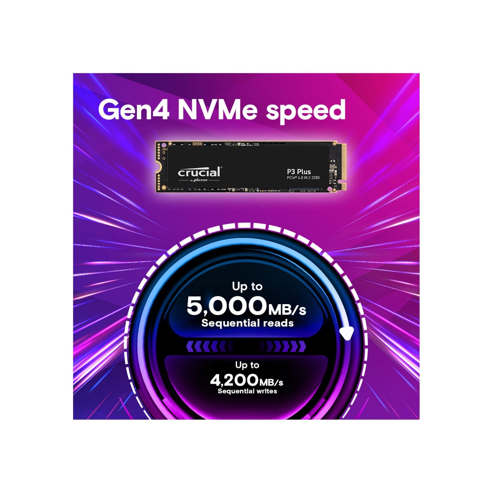 Crucial P3 Plus SSD 1TB M.2 NVMe PCIe Gen4 Internal SSD, Up to 5000MB/s, Laptop & Desktop Secondary image