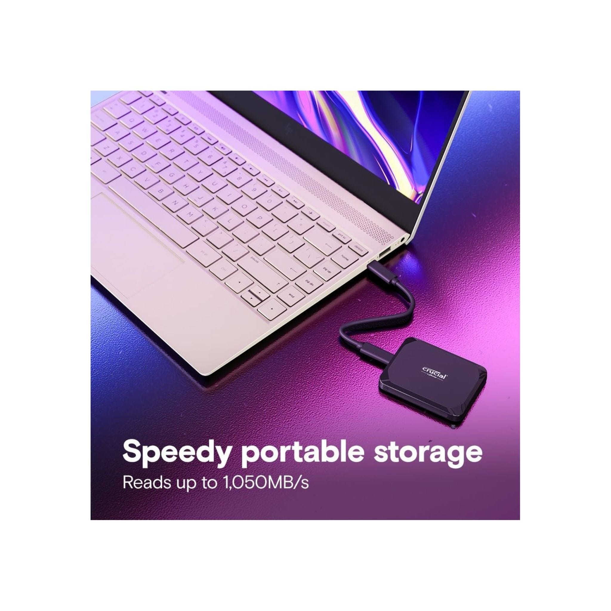Crucial X9 2TB Portable SSD - Up to 1050MB/s Read - PC and Mac, Lightweight and Small Secondary image