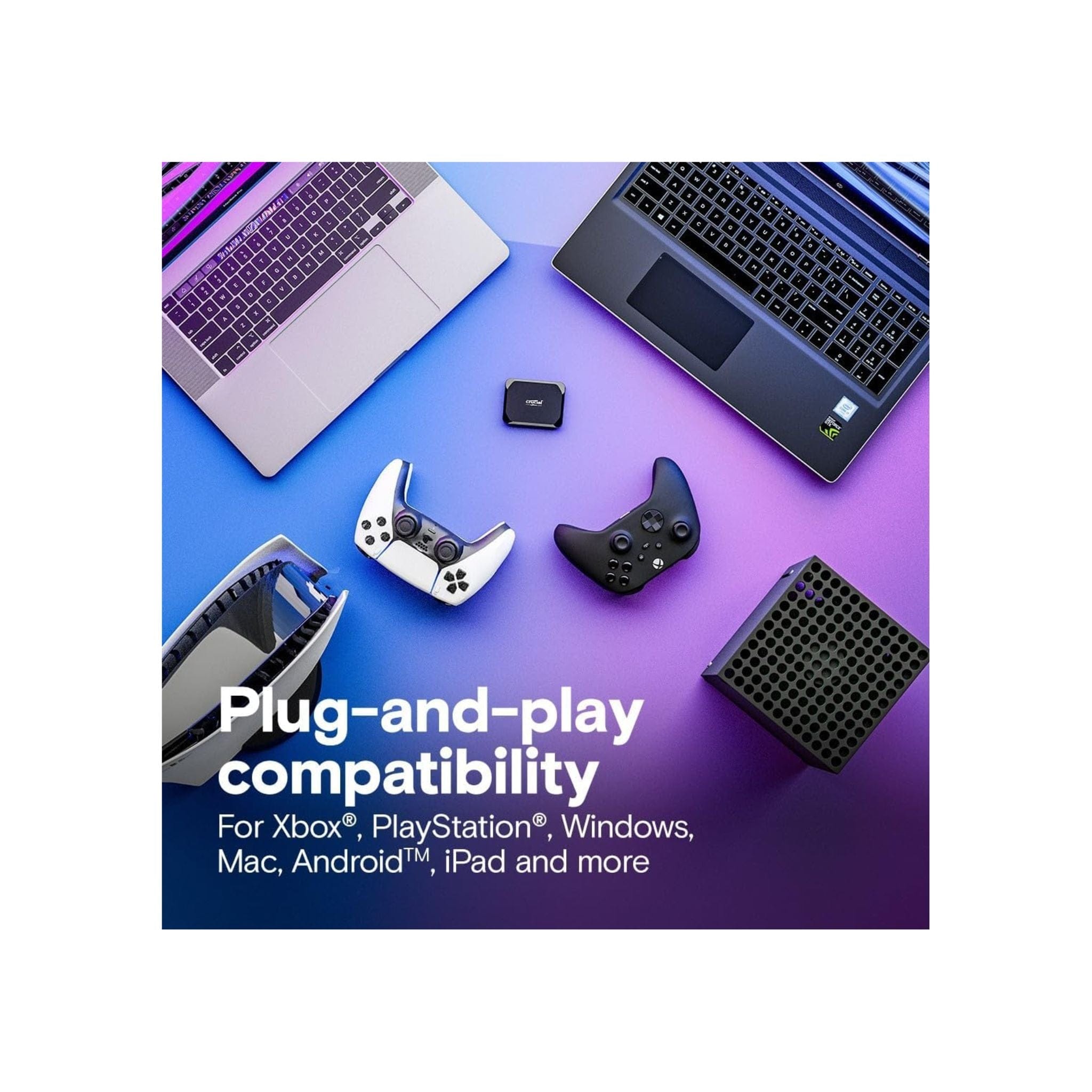 Crucial Storage Crucial X9 2TB Portable SSD - Up to 1050MB/s Read - PC and Mac, Lightweight and Small