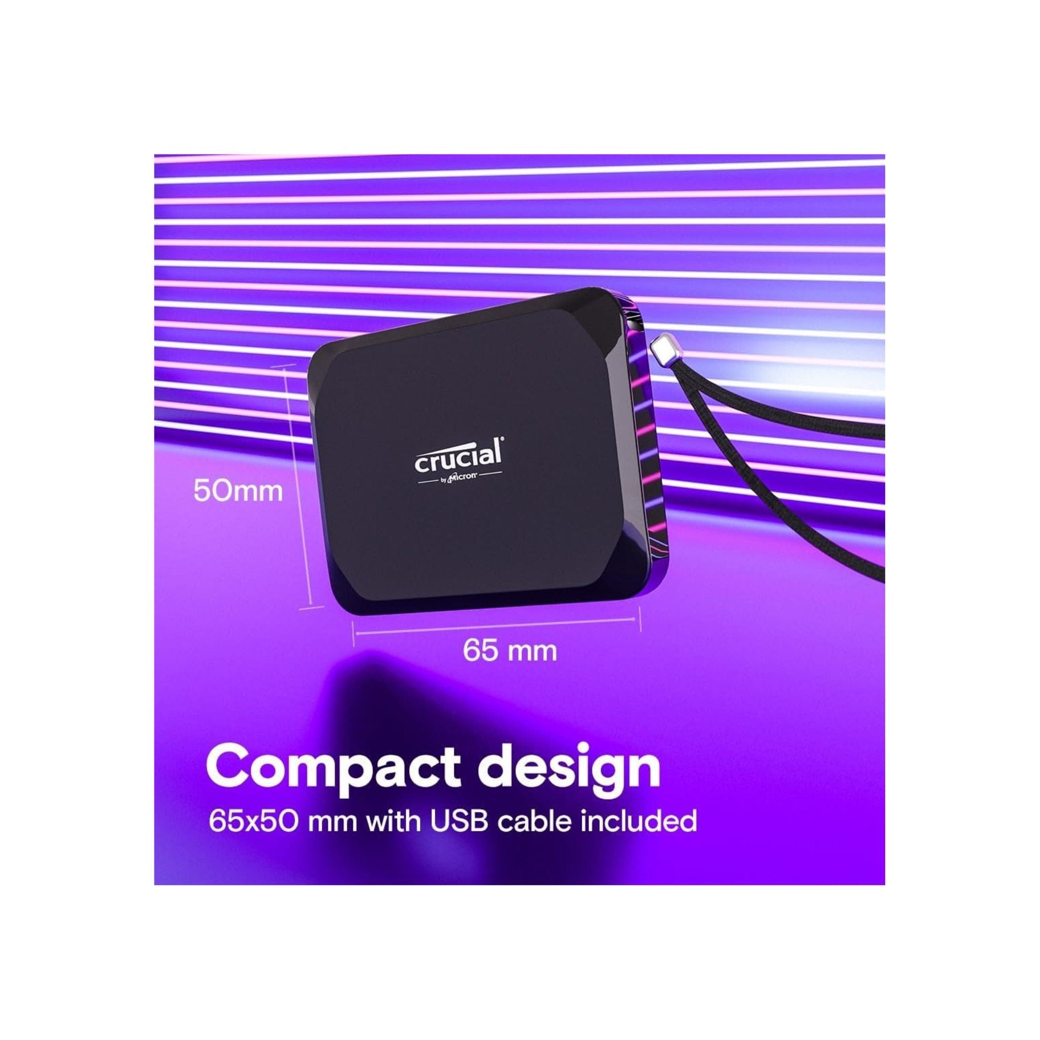 Crucial Storage Crucial X9 2TB Portable SSD - Up to 1050MB/s Read - PC and Mac, Lightweight and Small