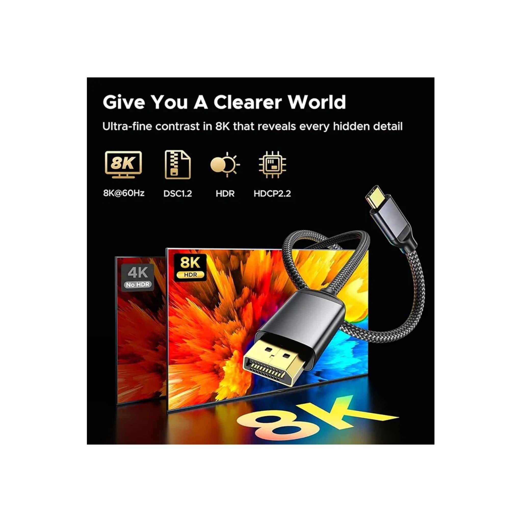 Generic 8K @60Hz Type C to DP 1.4 Video Adapter Cable Secondary image