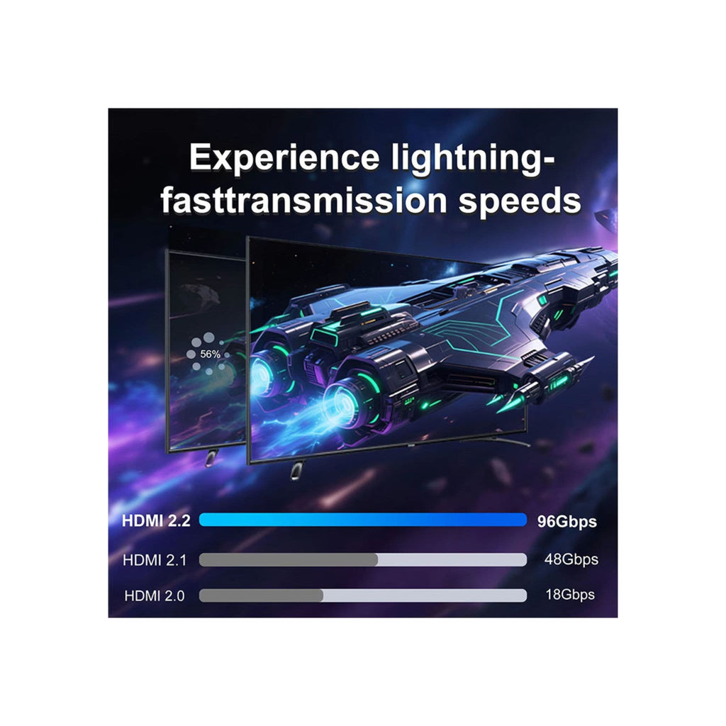 Generic Generic 2-meter, 16K HDMI 2.2 Ultra High Speed cable with 96Gbps bandwidth, supporting 8K at 120Hz, 144Hz, EARC, HDR, and VRR for gaming monitors, TVs, PS5, and Xbox.
