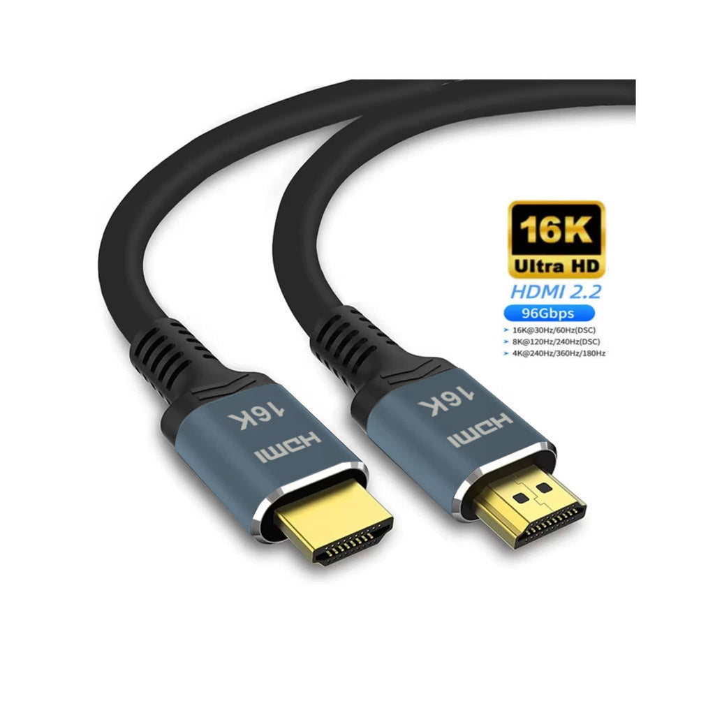 Generic Generic 2-meter, 16K HDMI 2.2 Ultra High Speed cable with 96Gbps bandwidth, supporting 8K at 120Hz, 144Hz, EARC, HDR, and VRR for gaming monitors, TVs, PS5, and Xbox.