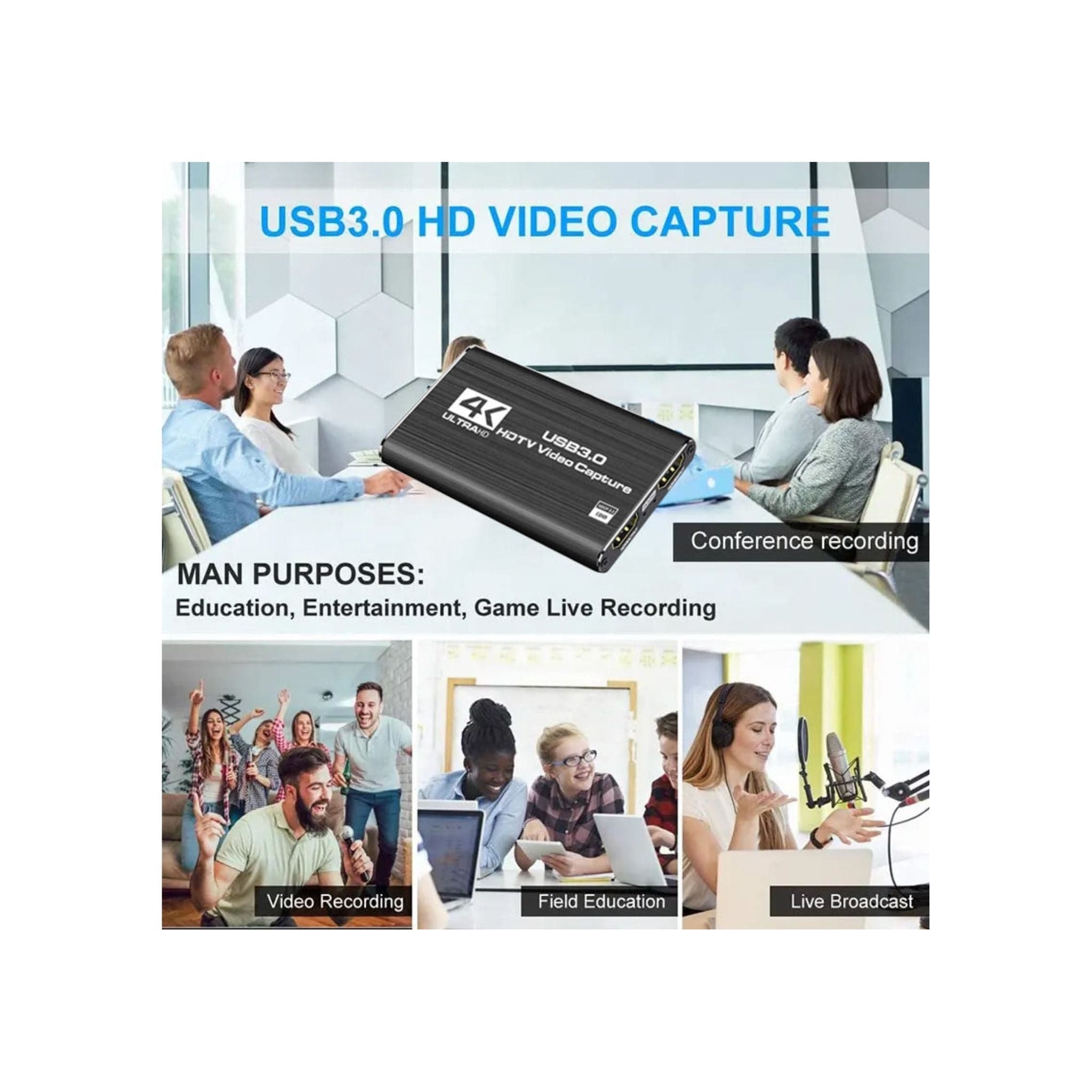 Generic Generic 4K HDMI video capture adapter, HDMI to USB 3.0 box for recording audio and video at 4K 60fps