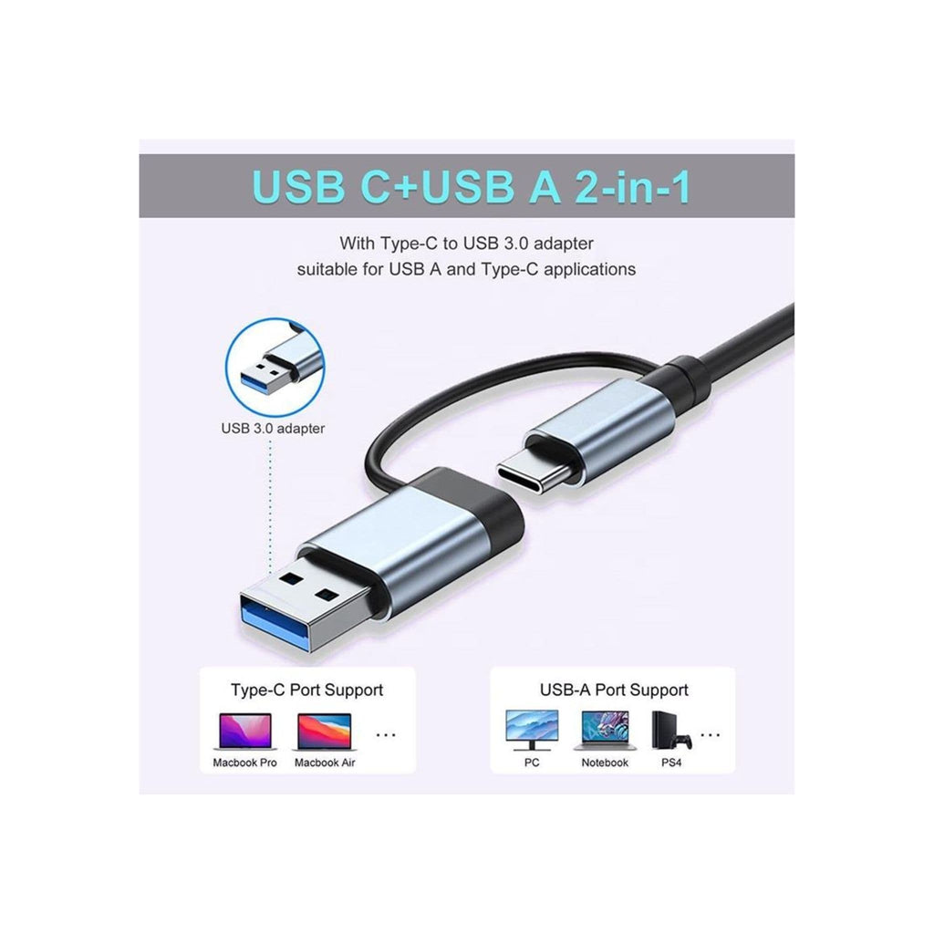 Generic Generic 8-in-1 USB 3.0 Type-C Hub: 8 ports include USB 2.0, 3.5mm audio jack, SD/TF card readers 8-In-1 Converter Adapter Hub Docking Station