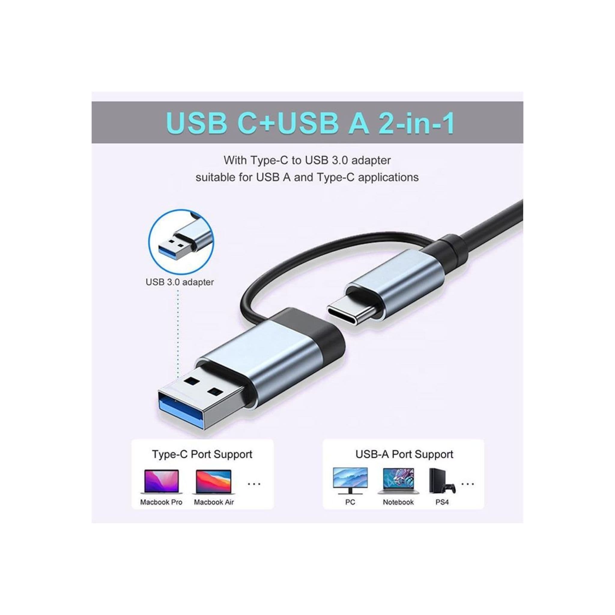 Generic Generic 8-in-1 USB 3.0 Type-C Hub: 8 ports include USB 2.0, 3.5mm audio jack, SD/TF card readers 8-In-1 Converter Adapter Hub Docking Station