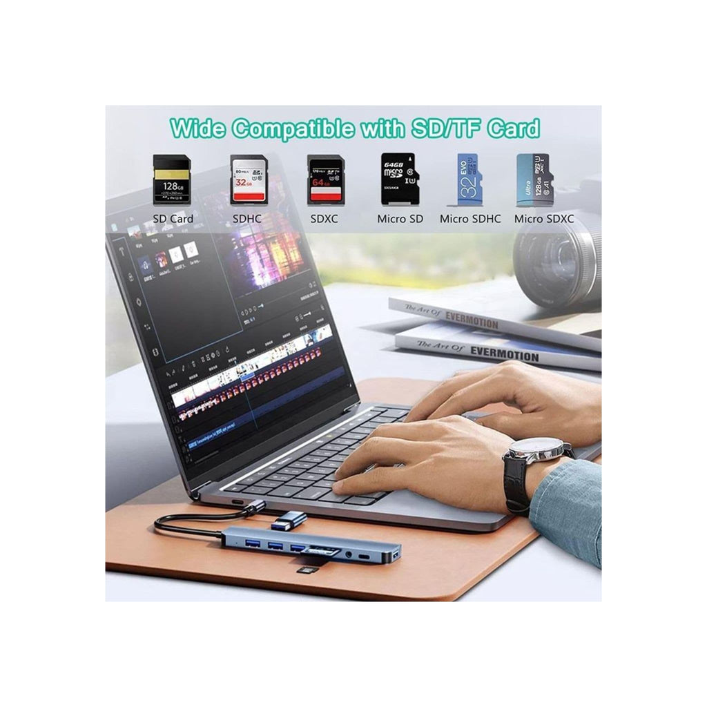Generic Generic 8-in-1 USB 3.0 Type-C Hub: 8 ports include USB 2.0, 3.5mm audio jack, SD/TF card readers 8-In-1 Converter Adapter Hub Docking Station