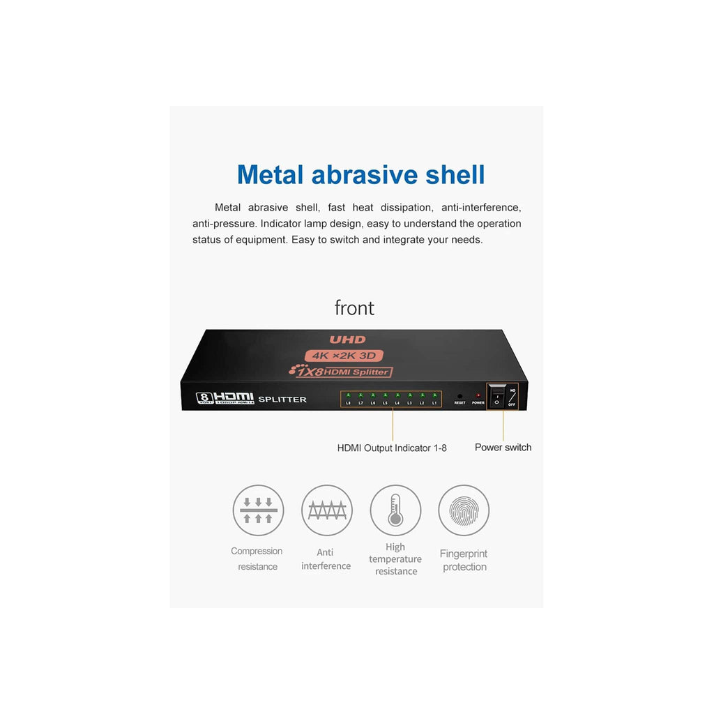 Generic Generic High-Speed 4K (UHD) 3D HDMI  Splitter – 1 input, 8 outputs. Compatible with Xbox, PS4, PS3, TV, and HDTV.