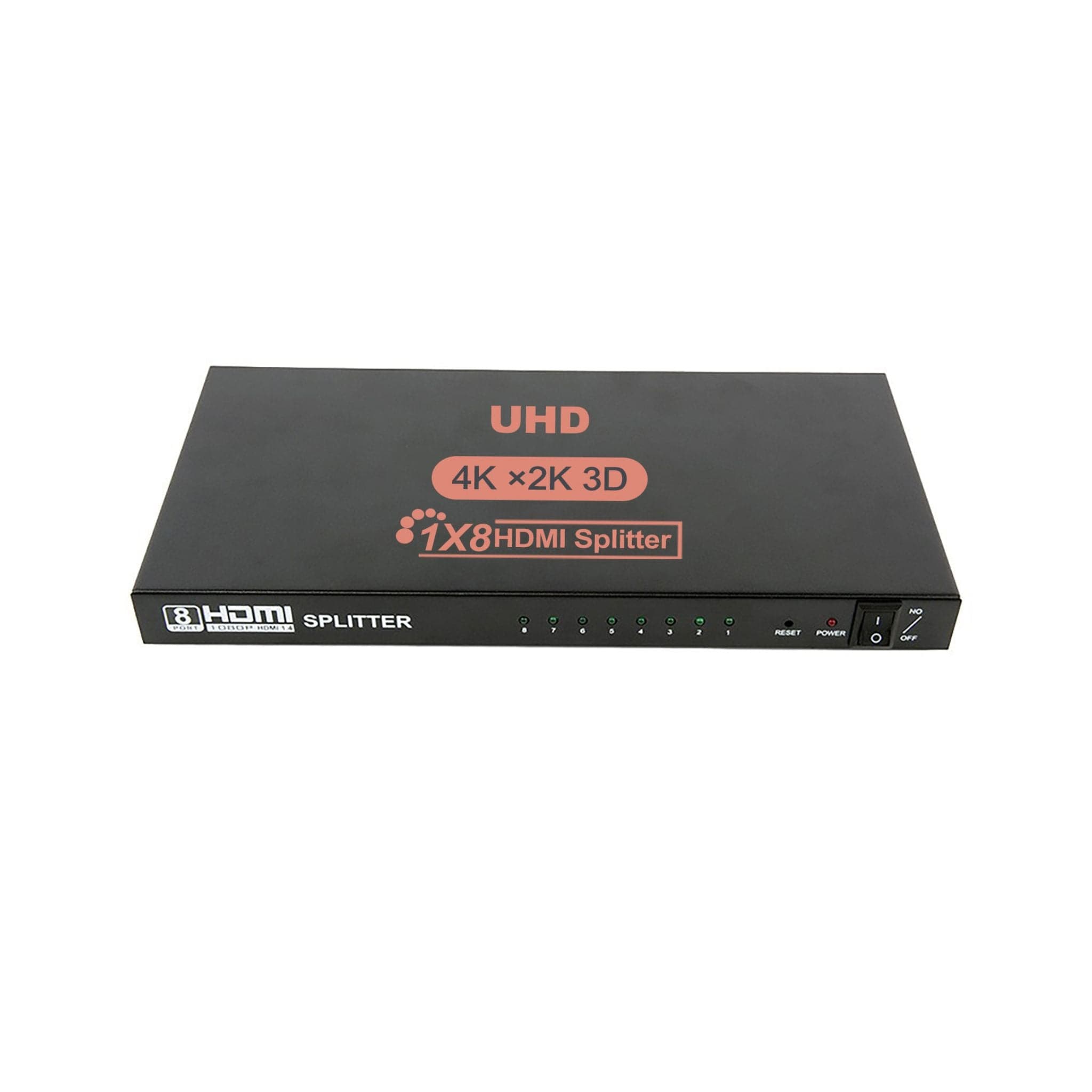 Generic Generic High-Speed 4K (UHD) 3D HDMI  Splitter – 1 input, 8 outputs. Compatible with Xbox, PS4, PS3, TV, and HDTV. Main image