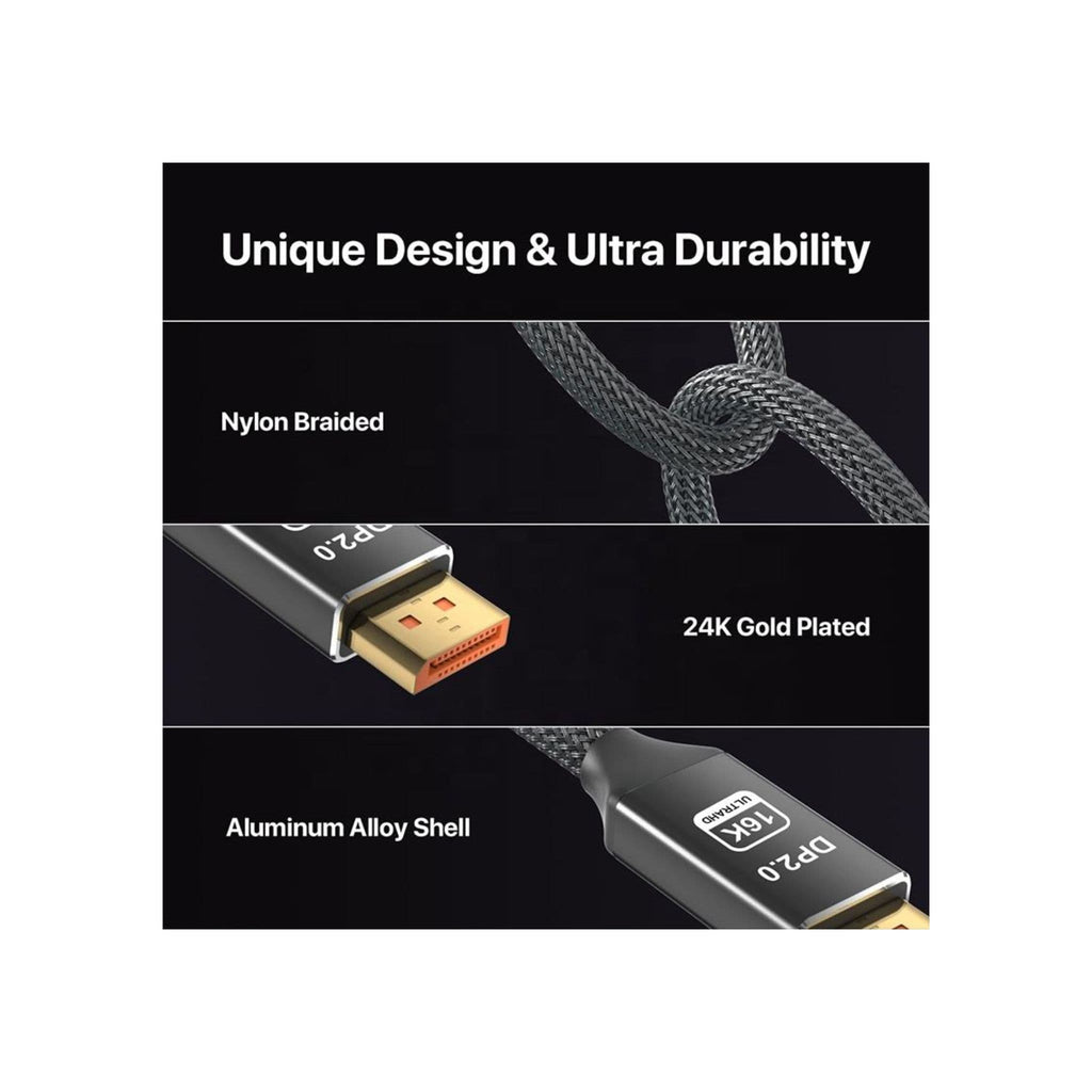 Generic Generic Male-to-Male 16K  DisplayPort (DP 2.1) cable - Black