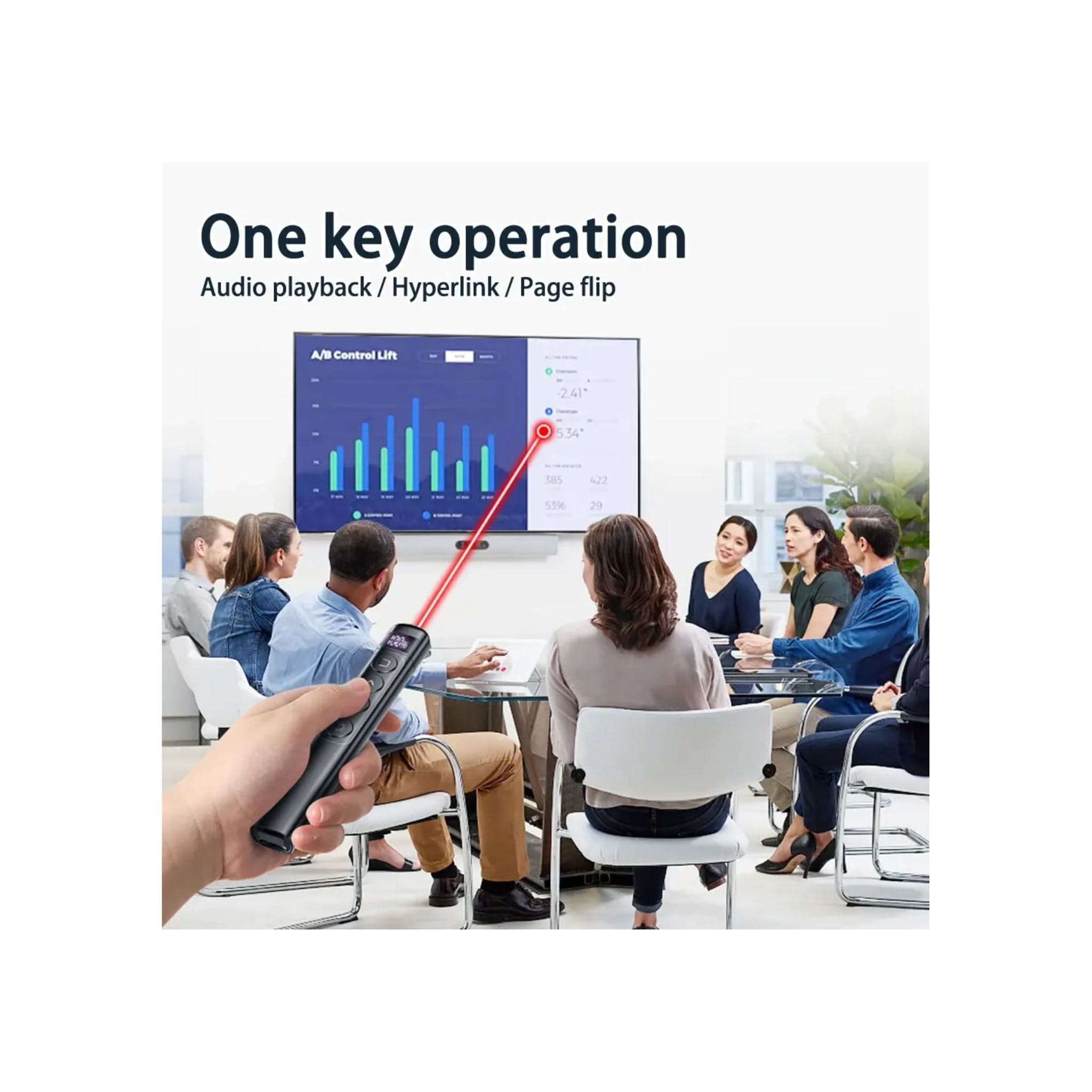 Generic Wireless Presenters Generic GENWP004 PowerPoint Remote Control Rechargeable Wireless Laser Presenter with Digital Display - Black