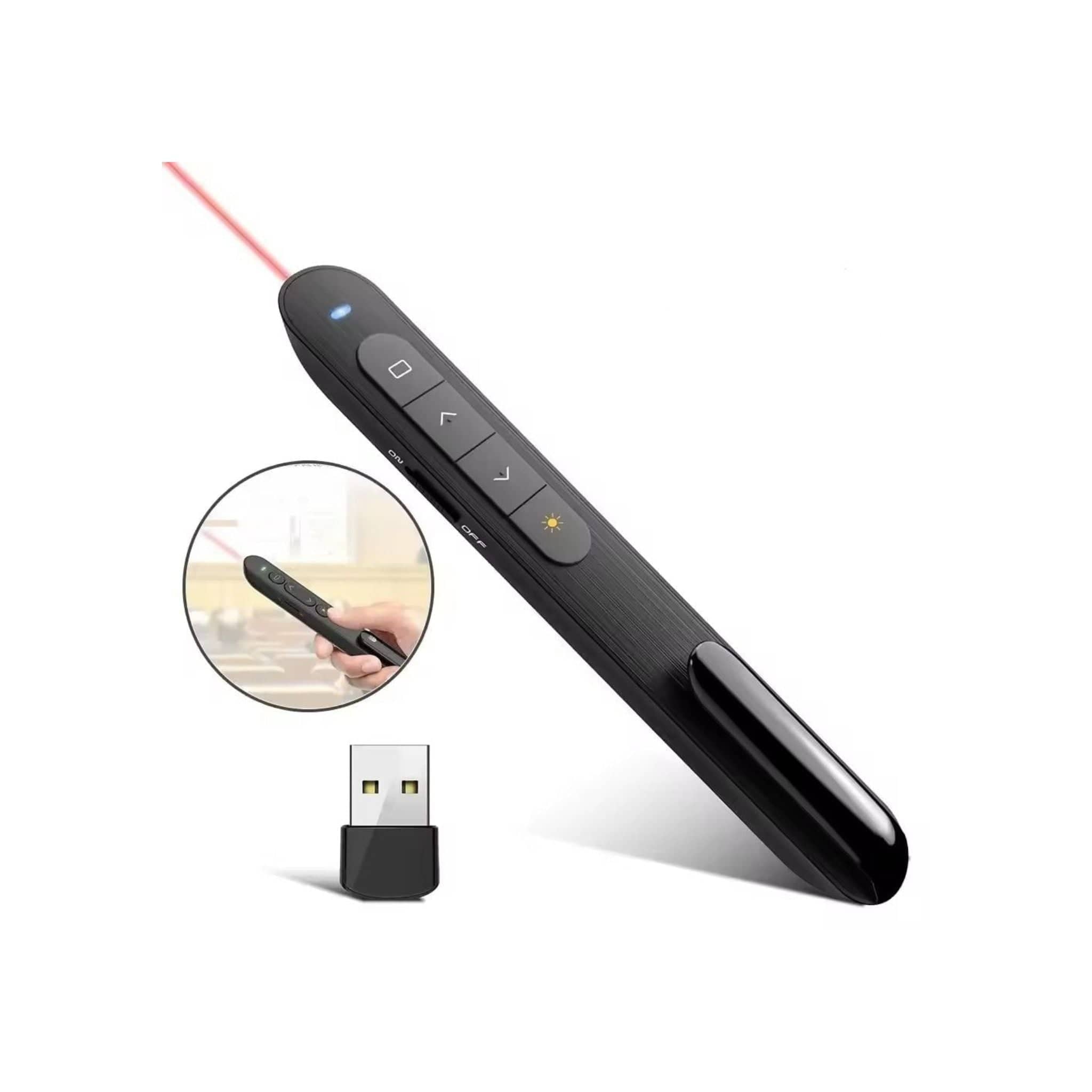 Generic USB 2.4GHz Wireless Red Laser Presenter with remote control for slides and mouse functions. Secondary image