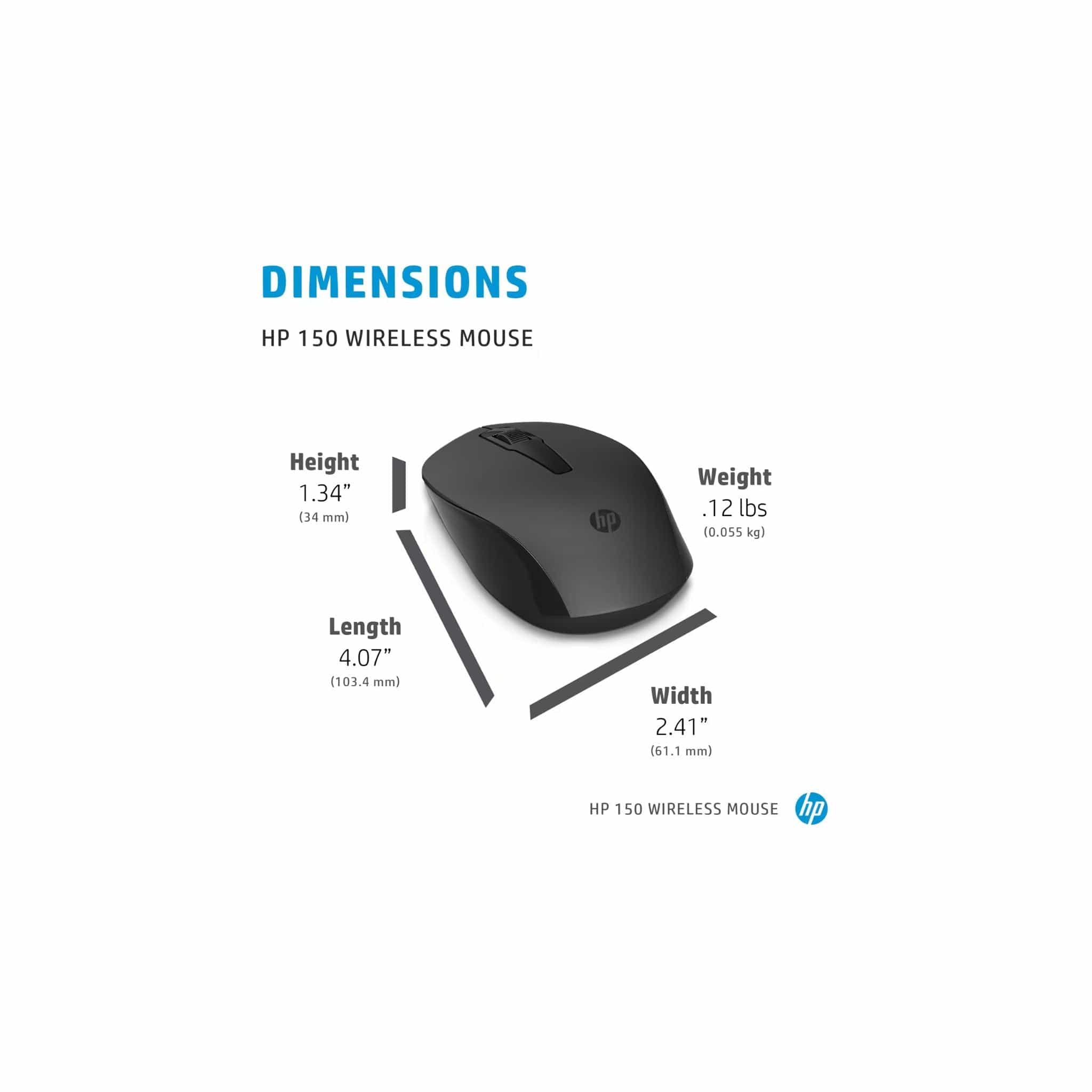 HP Components HP 150 Wireless Mouse (Black) - Up to 10 Month Battery