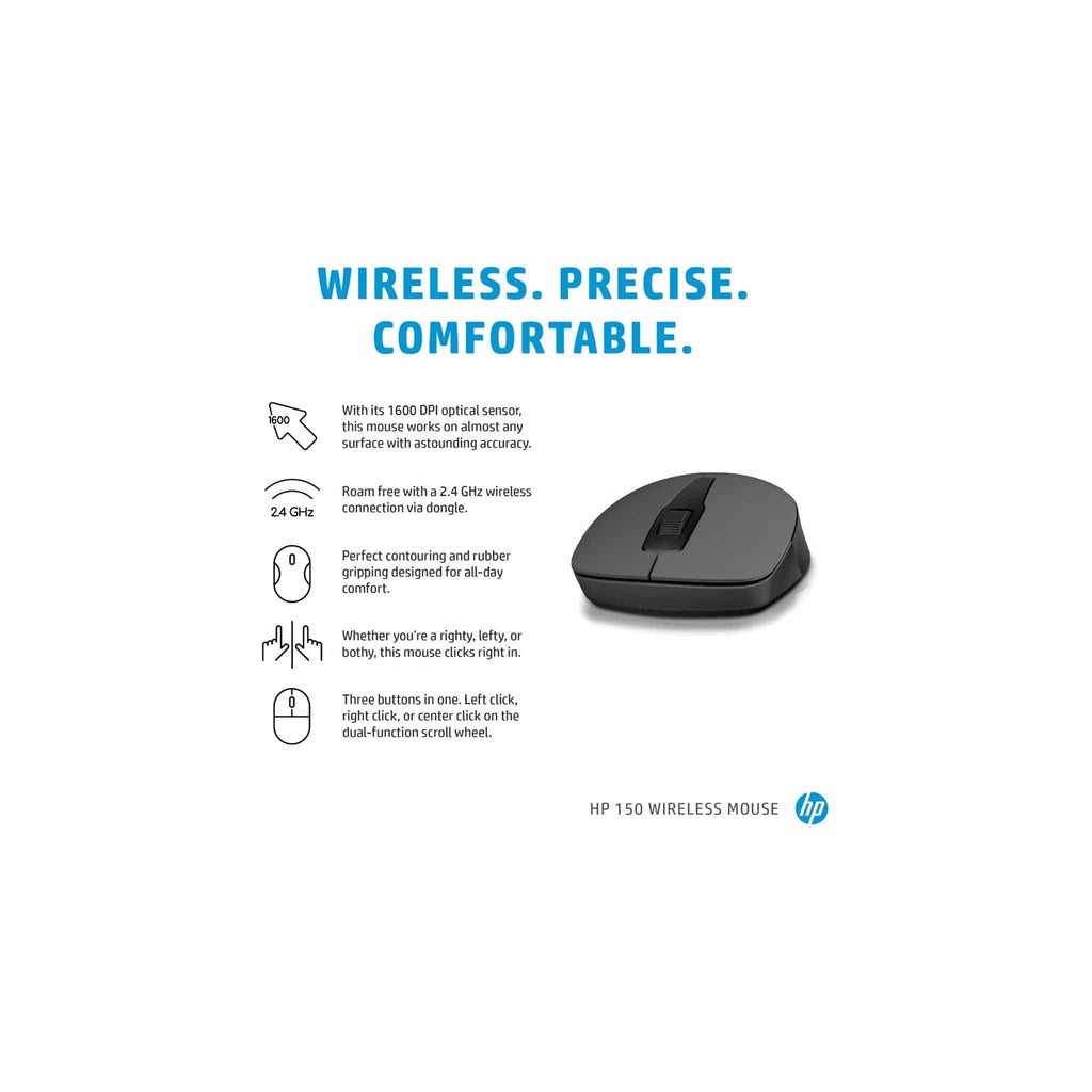 HP Components HP 150 Wireless Mouse (Black) - Up to 10 Month Battery