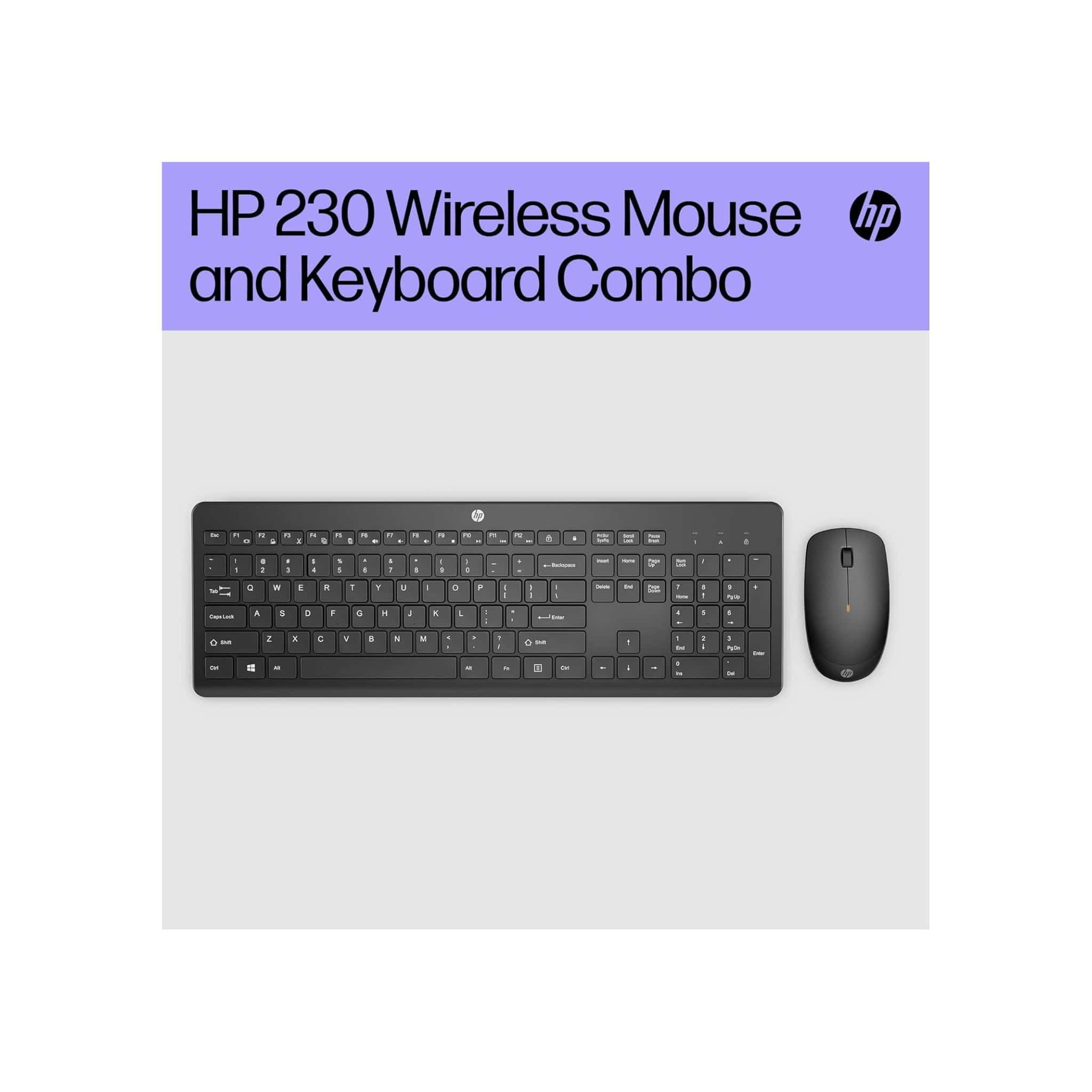 HP Components HP 230 Wireless Mouse and Keyboard Combo (Black) - Up to 16 Months Battery Life