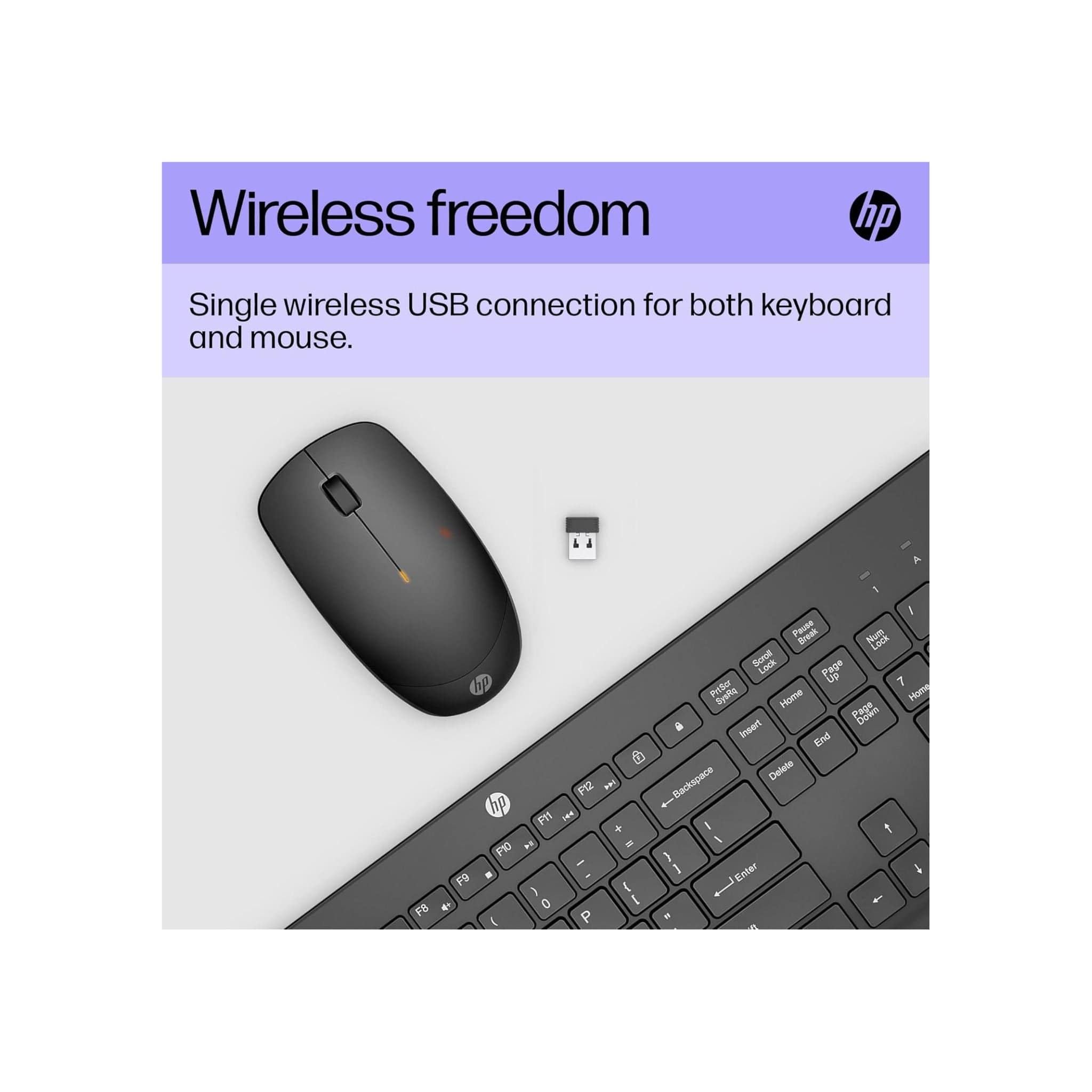 HP Components HP 230 Wireless Mouse and Keyboard Combo (Black) - Up to 16 Months Battery Life