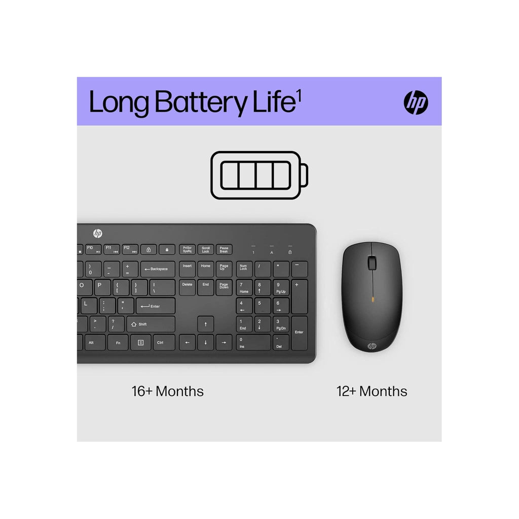 HP Components HP 230 Wireless Mouse and Keyboard Combo (Black) - Up to 16 Months Battery Life
