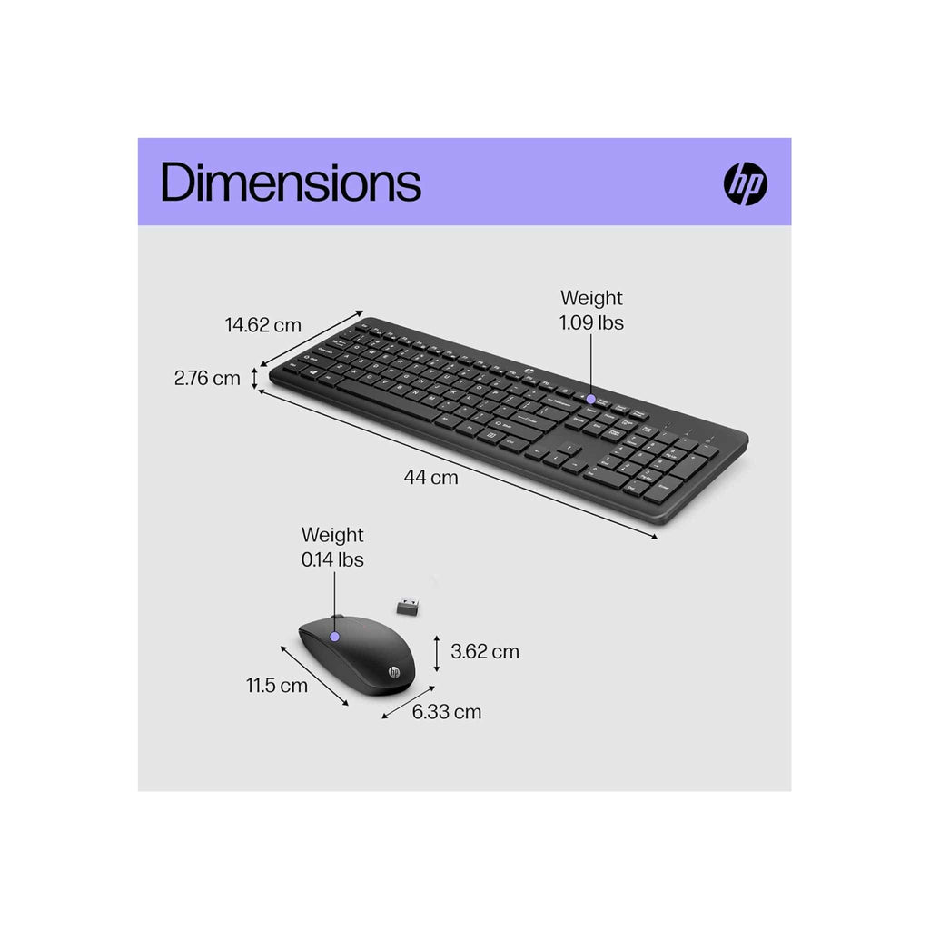 HP Components HP 230 Wireless Mouse and Keyboard Combo (Black) - Up to 16 Months Battery Life