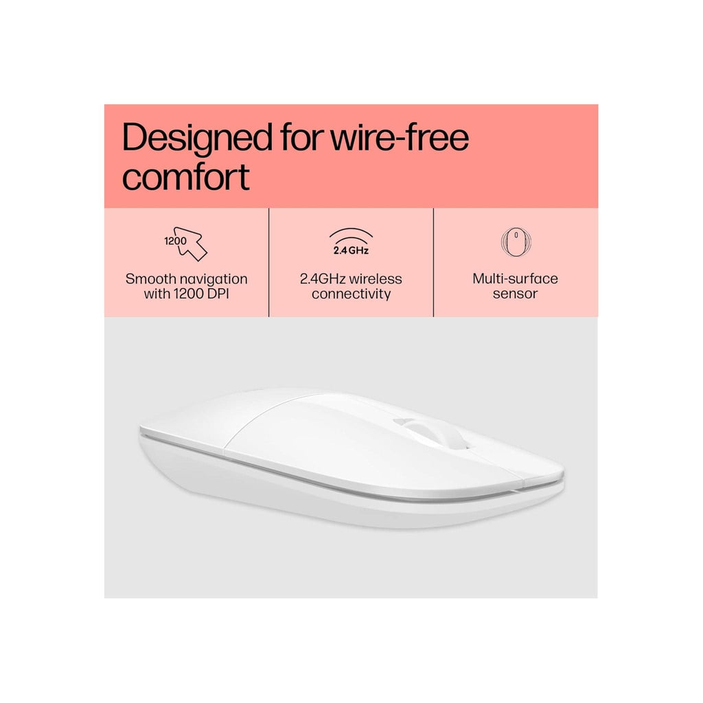 HP Components HP Z3700 White Wireless Mouse - Up to 16 Months Battery Life