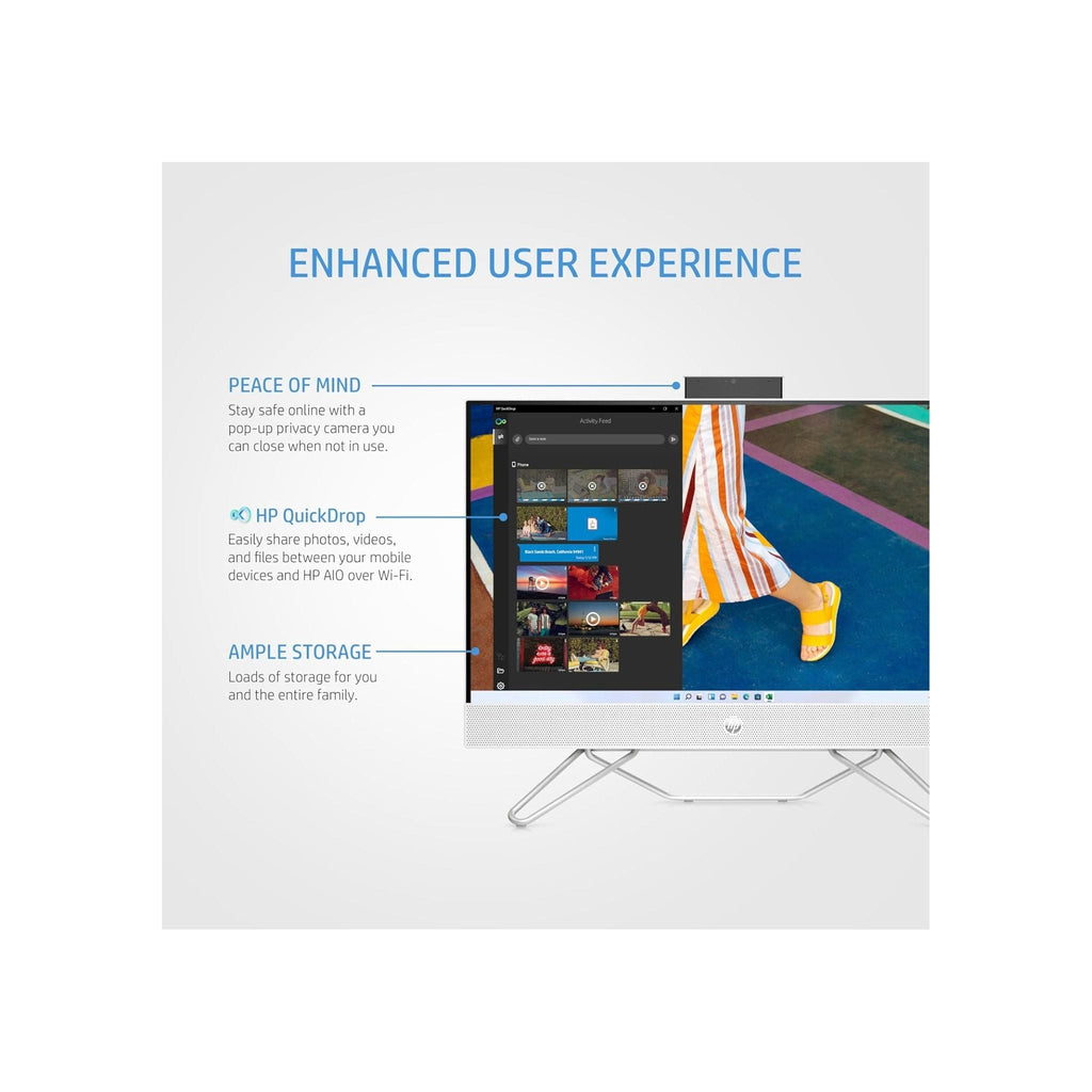 HP Computers HP 24-cb1041na All-in-One Desktop PC, Intel Core i5 Processor, 8GB RAM, 256GB SSD, 23.8” Full HD, Starry White