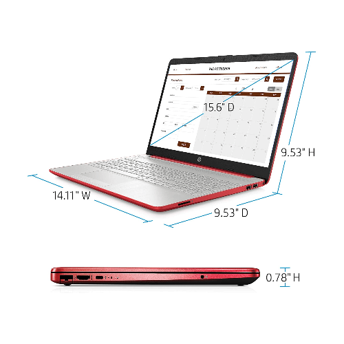 HP HP 15-dw0083wm Laptop, 15.6" diagonal, HD, Intel Pentium Gold 6405U, 4 GB RAM, 128 GB SSD, Windows 10 - Red