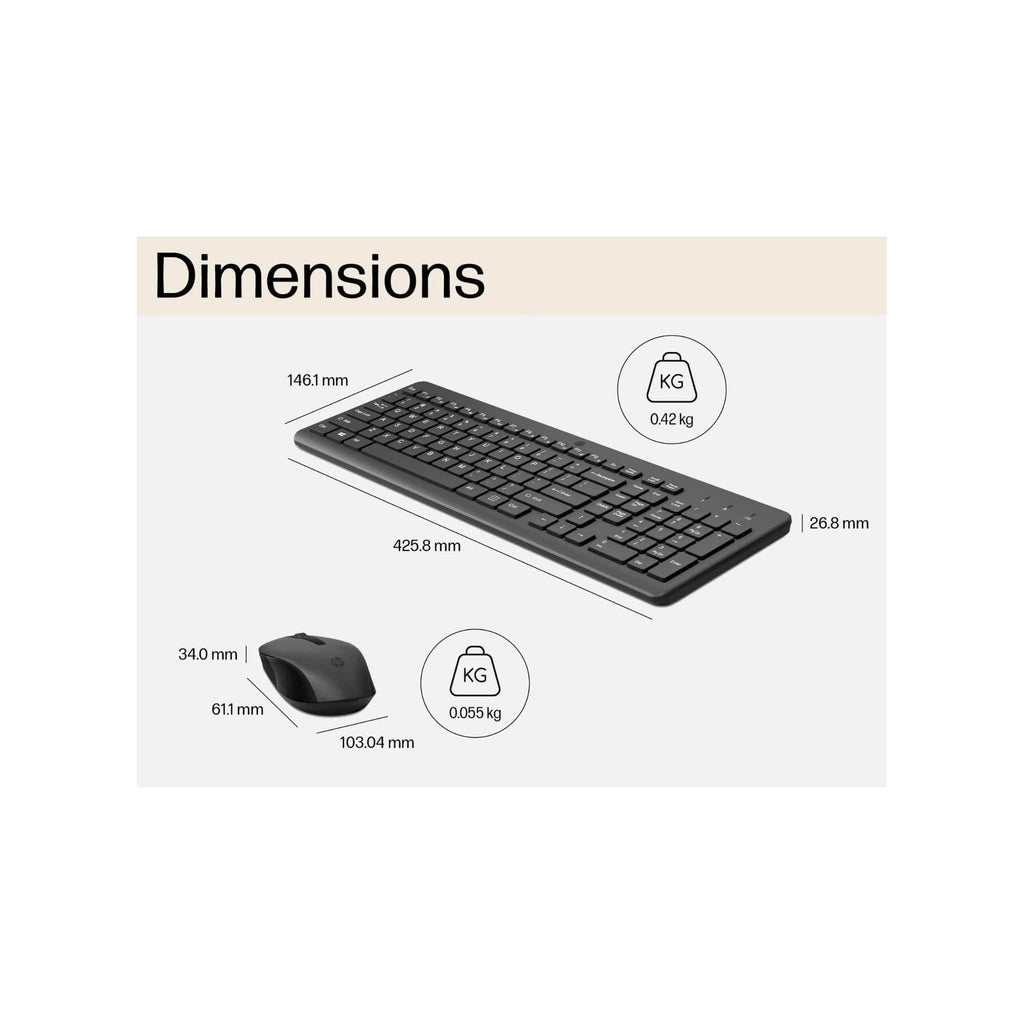 HP HP 330 Wireless Mouse and Keyboard Combo (Black) - Up to 16 Months Battery Life