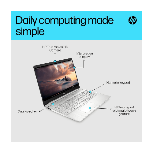 HP Laptops HP Laptop PC 15s-fq2039sa  Intel Core i3-1115G4 Processor  4GB RAM  128GB SSD  15.6"  FHD, Win 11