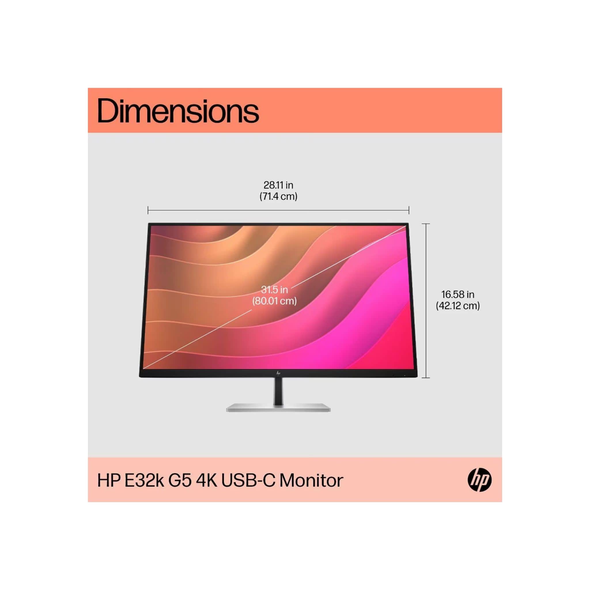 HP Monitors HP E32k G5 (31.5”) 4K UHD IPS USB-C Docking Business Monitor with Audio