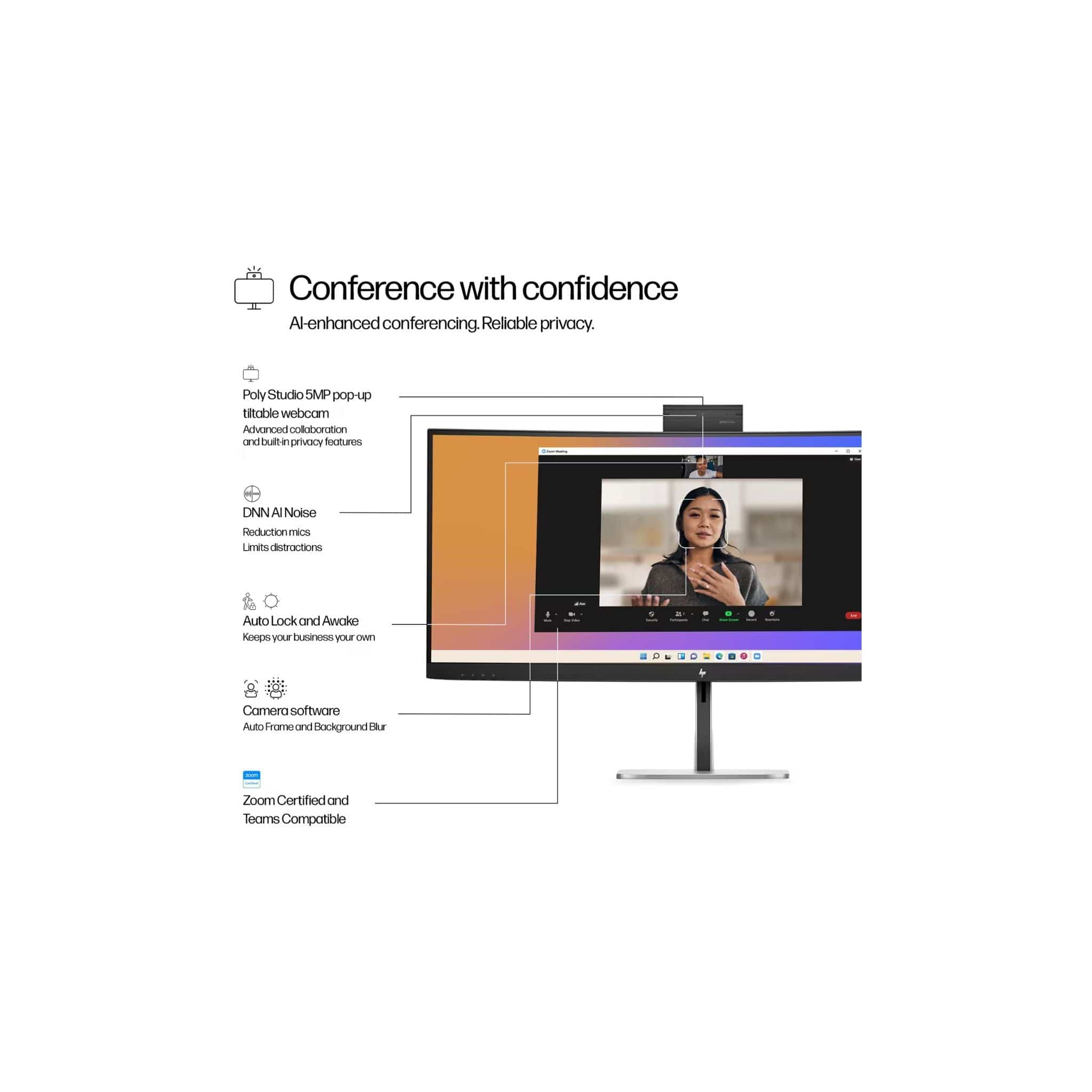 HP Monitors HP Series 5 (534pm) Pro 34-inch WQHD USB-C Conferencing Monitor
