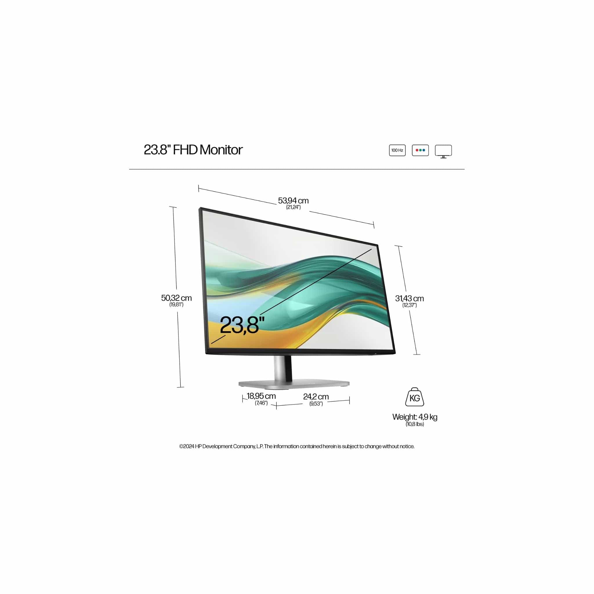 HP Monitors HP Series 5 Pro 23.8 inch FHD Monitor - 524pf