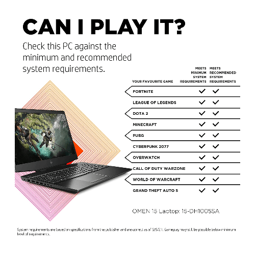 HP Omen HP OMEN 15-dh1005na/15-dh1005sa 15.6 Inch Full HD, 144 Hz Gaming Laptop, Intel Core i7-10750H, 16 GB RAM, 1 TB SSD, NVIDIA GeForce RTX 2060, 6 GB Dedicated Graphics, Windows 10 Home - Black