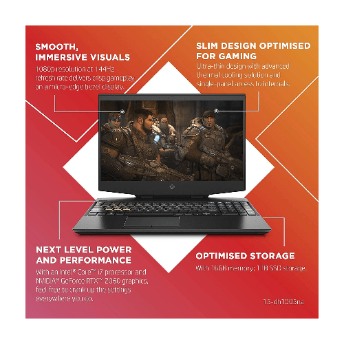 HP Omen HP OMEN 15-dh1005na/15-dh1005sa 15.6 Inch Full HD, 144 Hz Gaming Laptop, Intel Core i7-10750H, 16 GB RAM, 1 TB SSD, NVIDIA GeForce RTX 2060, 6 GB Dedicated Graphics, Windows 10 Home - Black