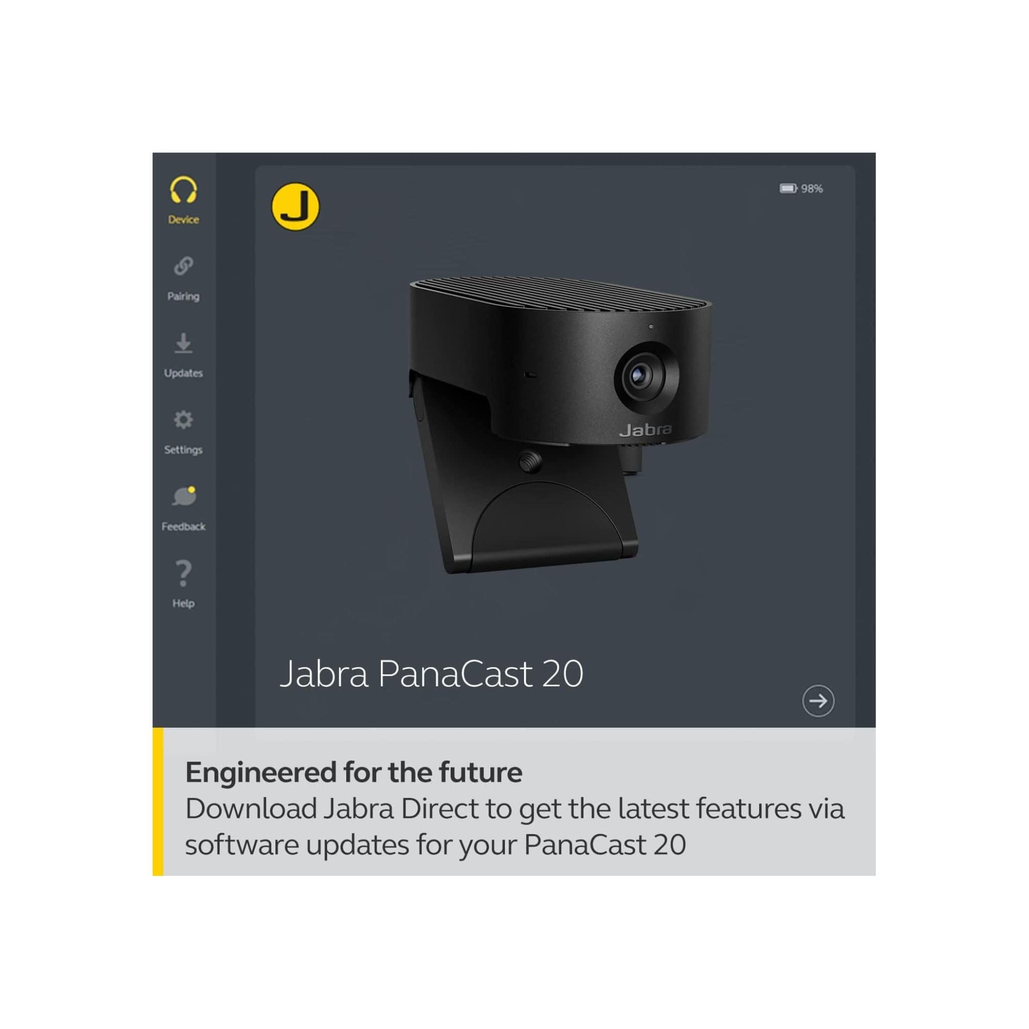 Jabra Webcam Jabra PanaCast 20 4K(UHD) AI-Powered  Video Conferencing Camera - Black