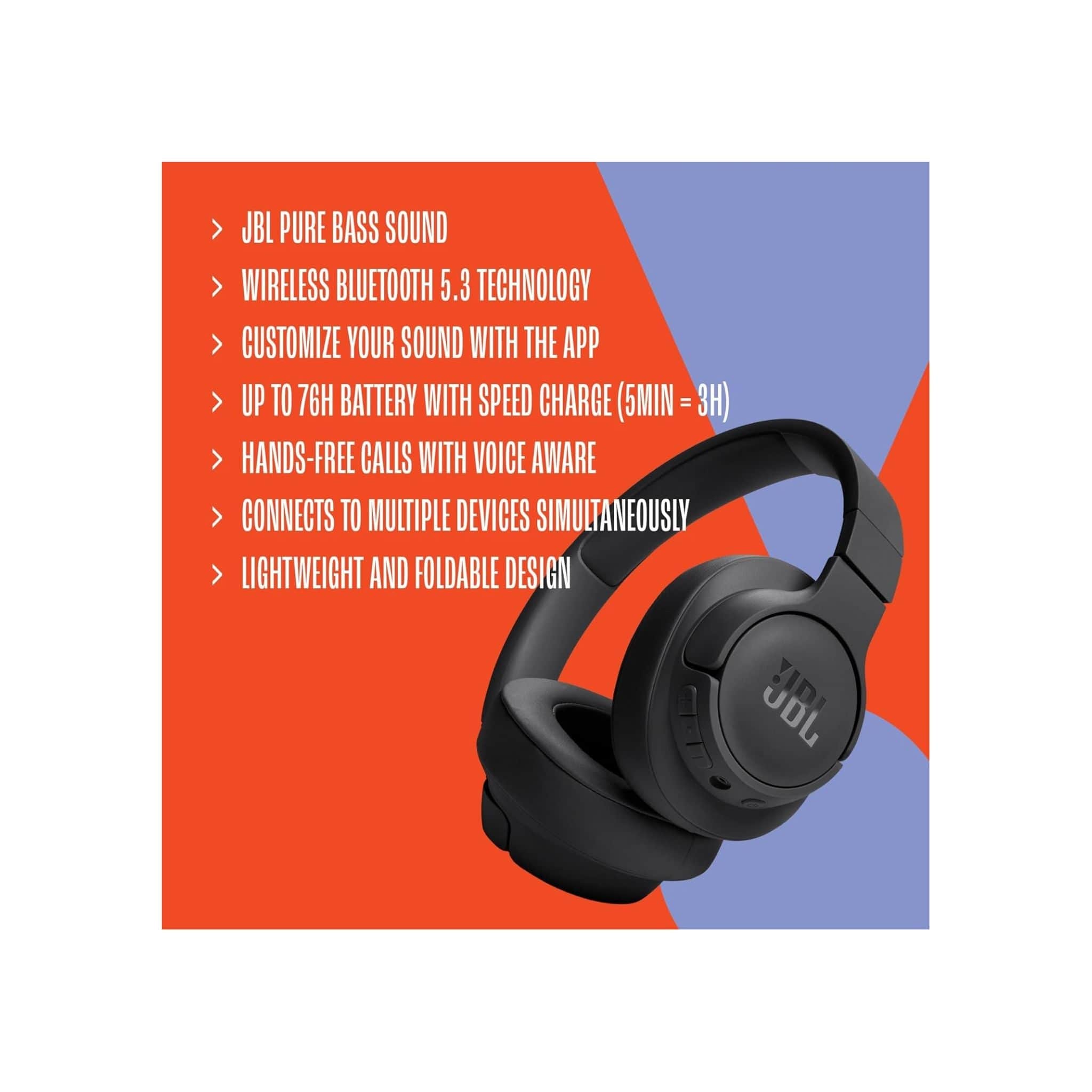 JBL Headphones JBL Tune 720 BT Wireless Over-Ear Headphones with JBL Pure Bass Sound