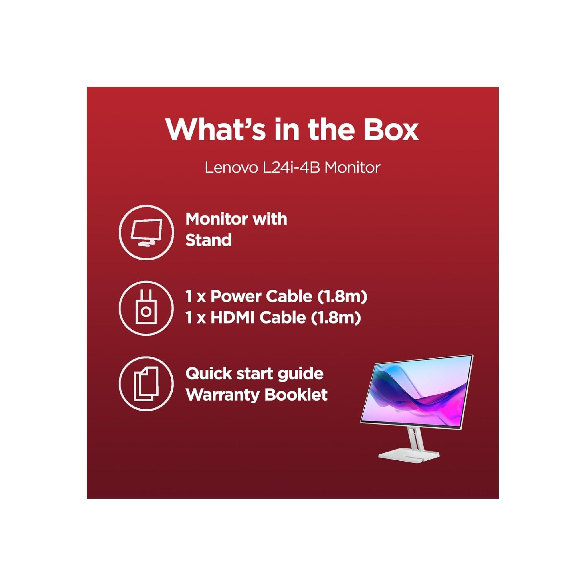 Lenovo Monitors Lenovo L24i-4B 24 Inch FHD, 100Hz, 4ms IPS Monitor